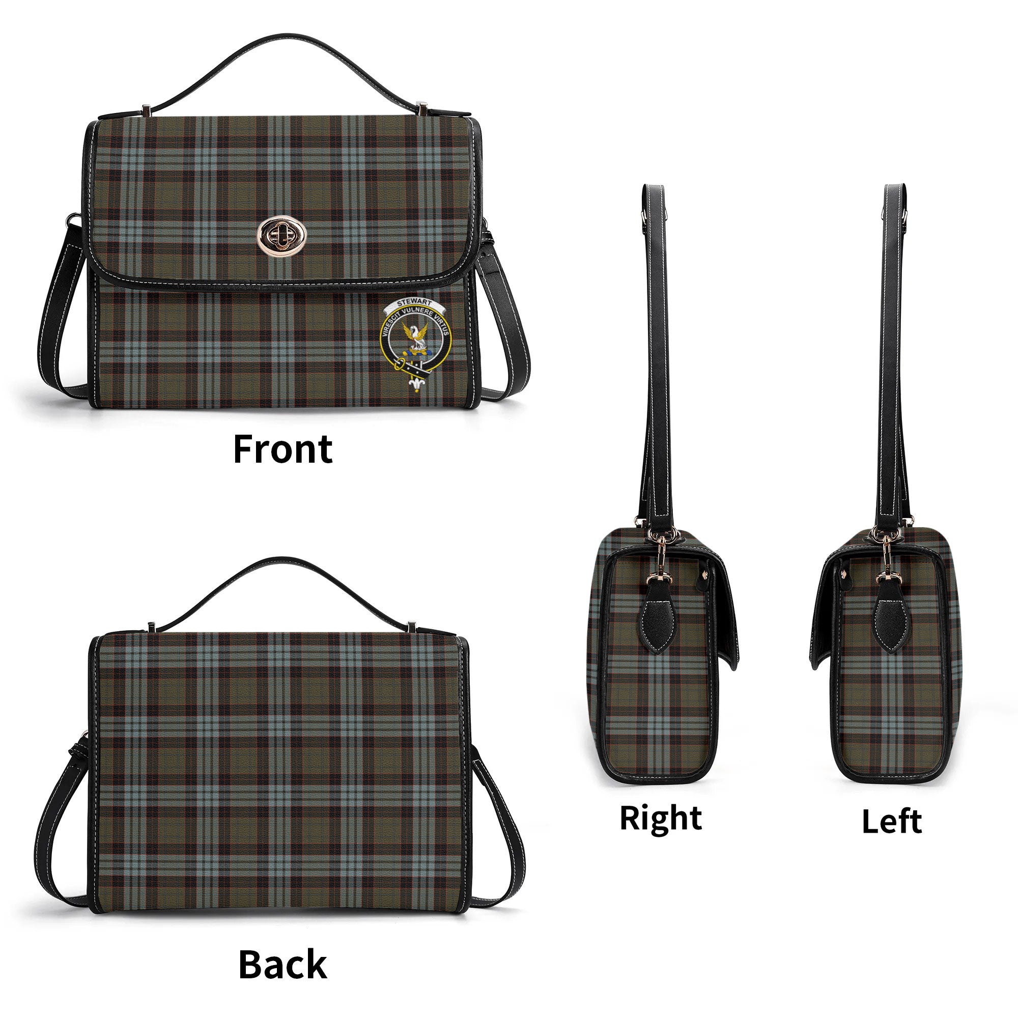Stewart Old Weathered Tartan Crest Satchel Bag