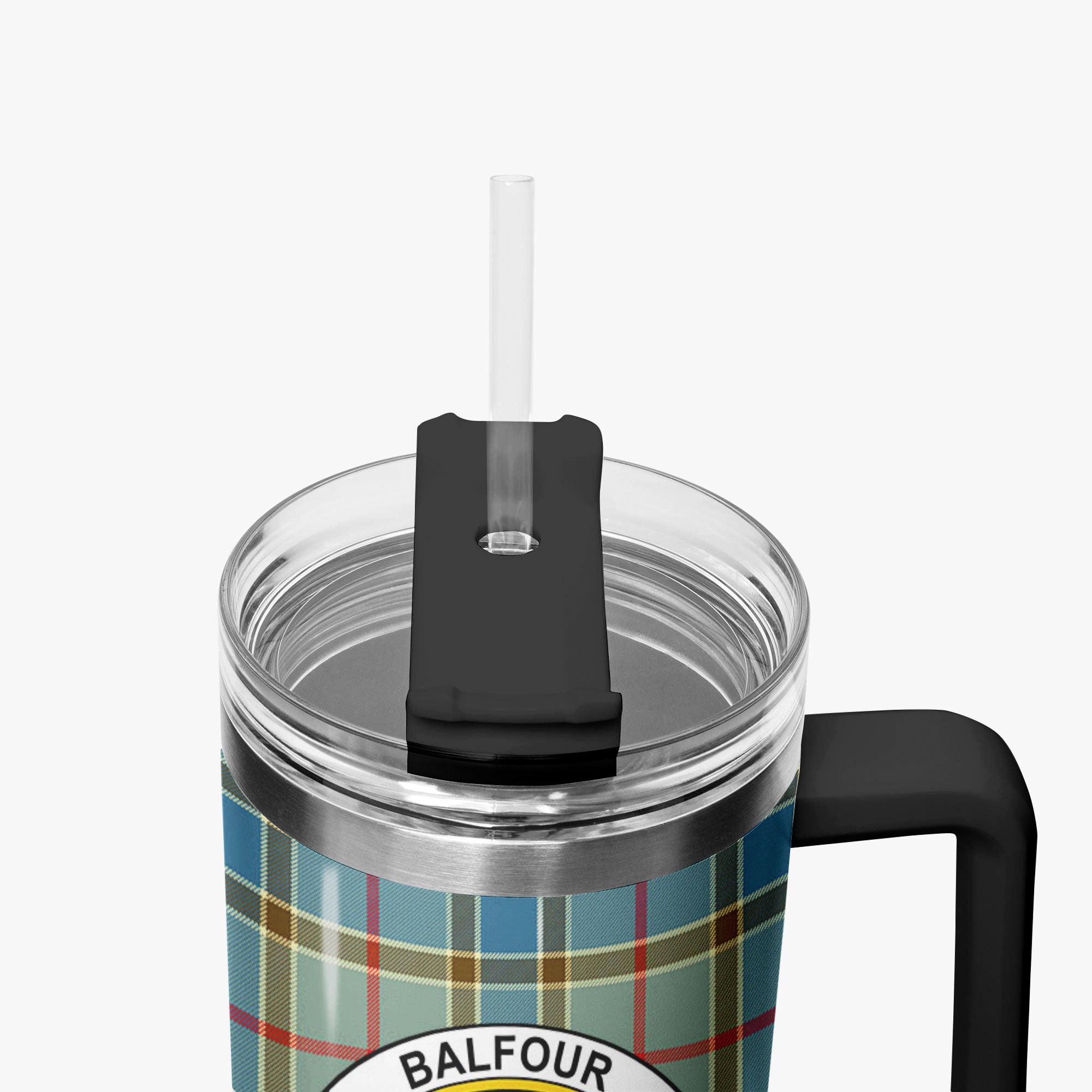 Balfour Blue Tartan Crest 40 oz Insulated Tumbler with Handle