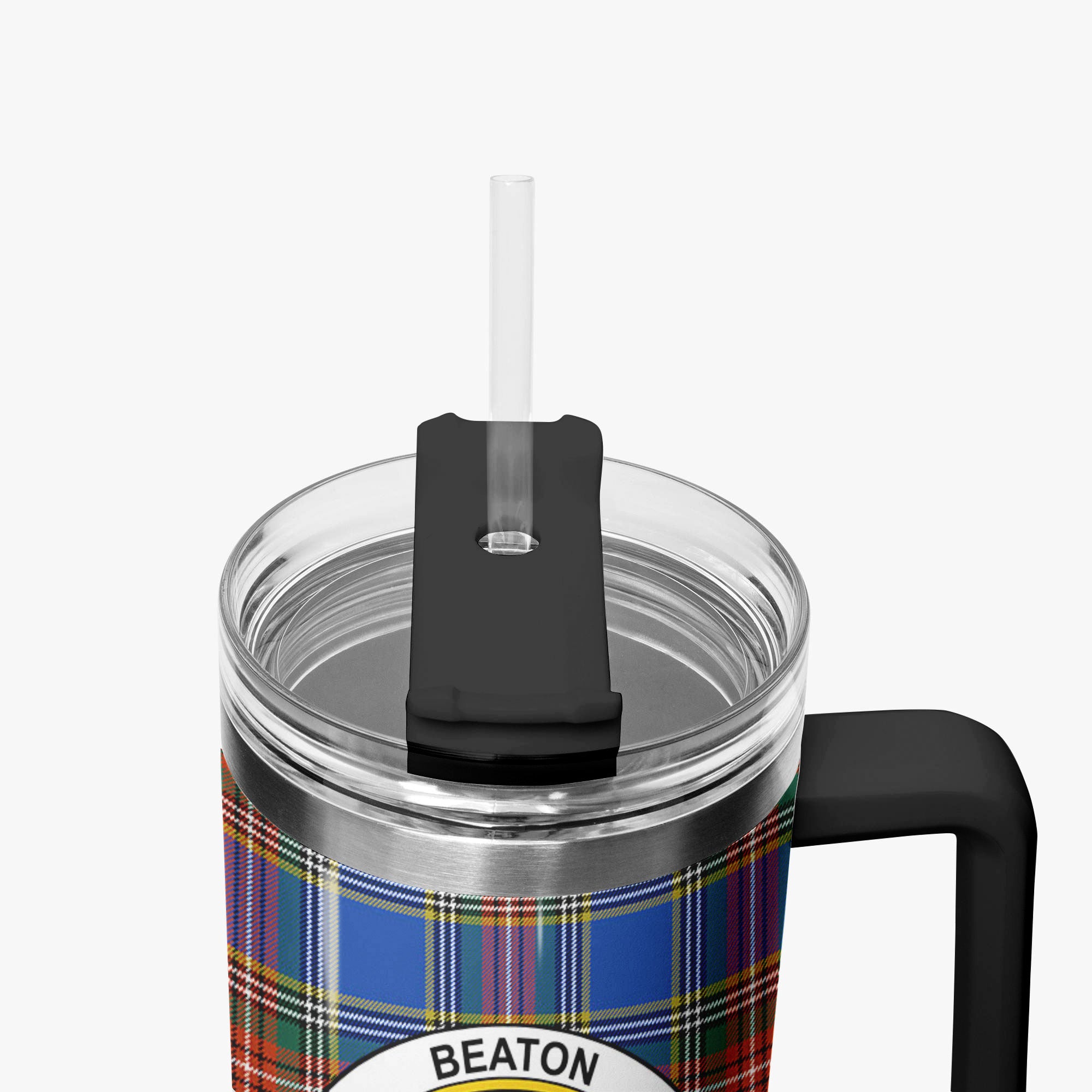 Beaton Ancient Tartan Crest 40 oz Insulated Tumbler with Handle