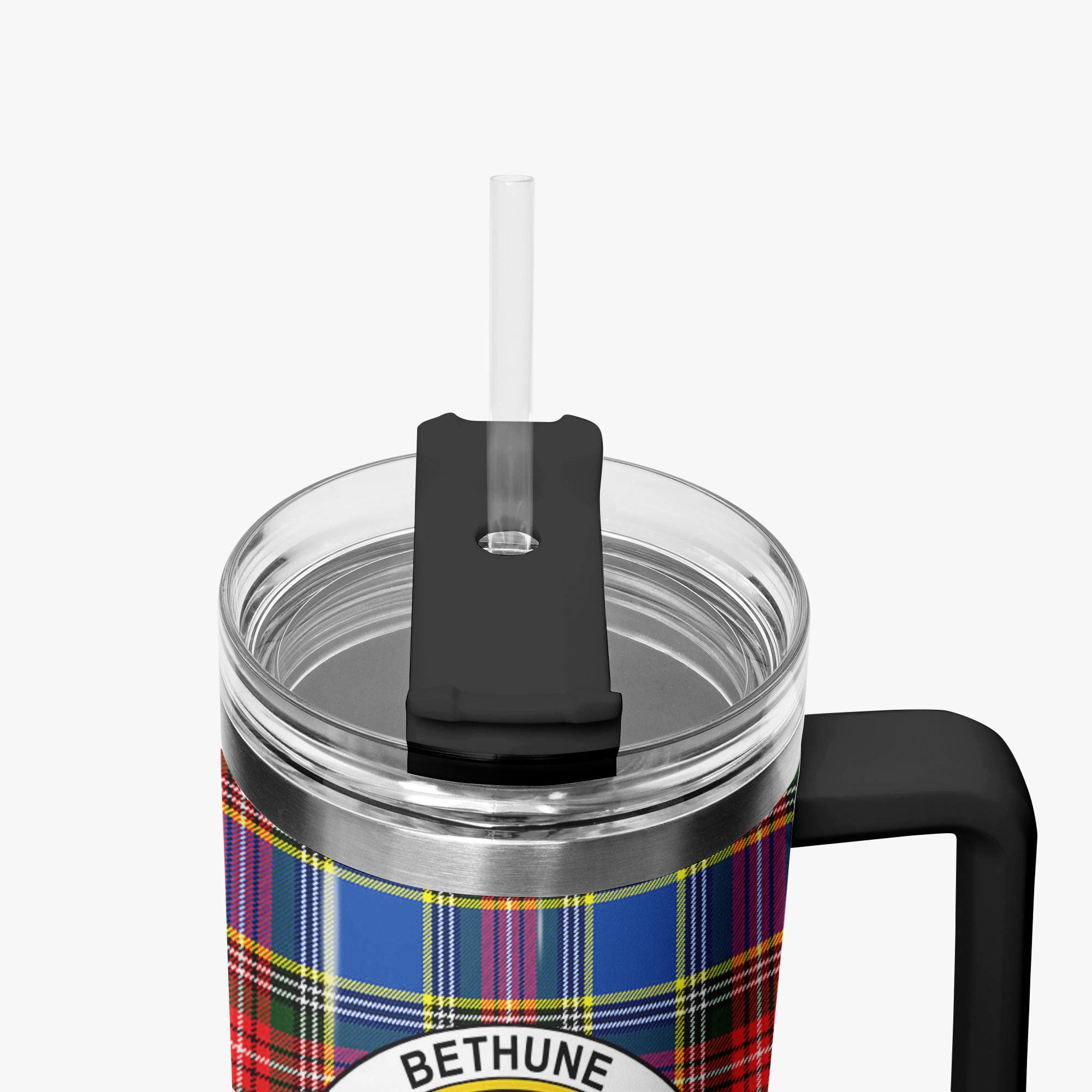 Bethune Modern Tartan Crest 40 oz Insulated Tumbler with Handle