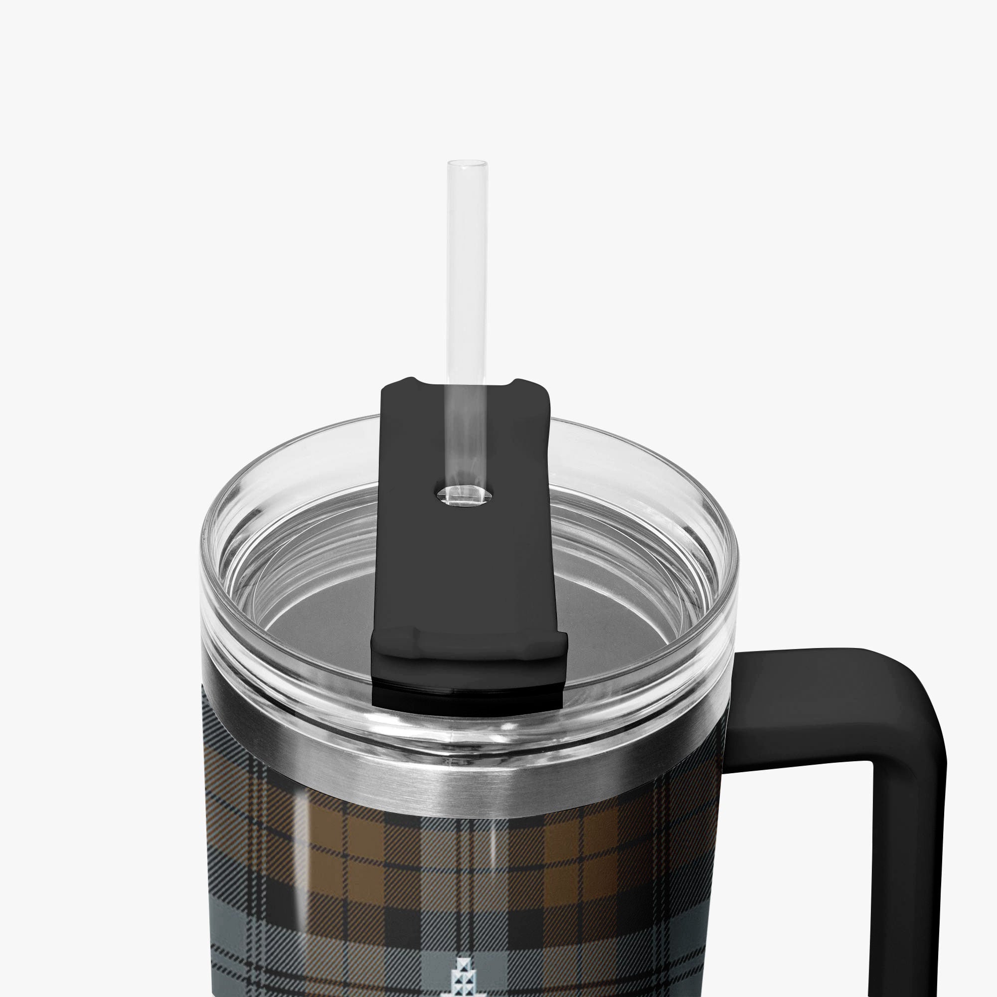 Black Watch Weathered Tartan Crest 40 oz Insulated Tumbler with Handle