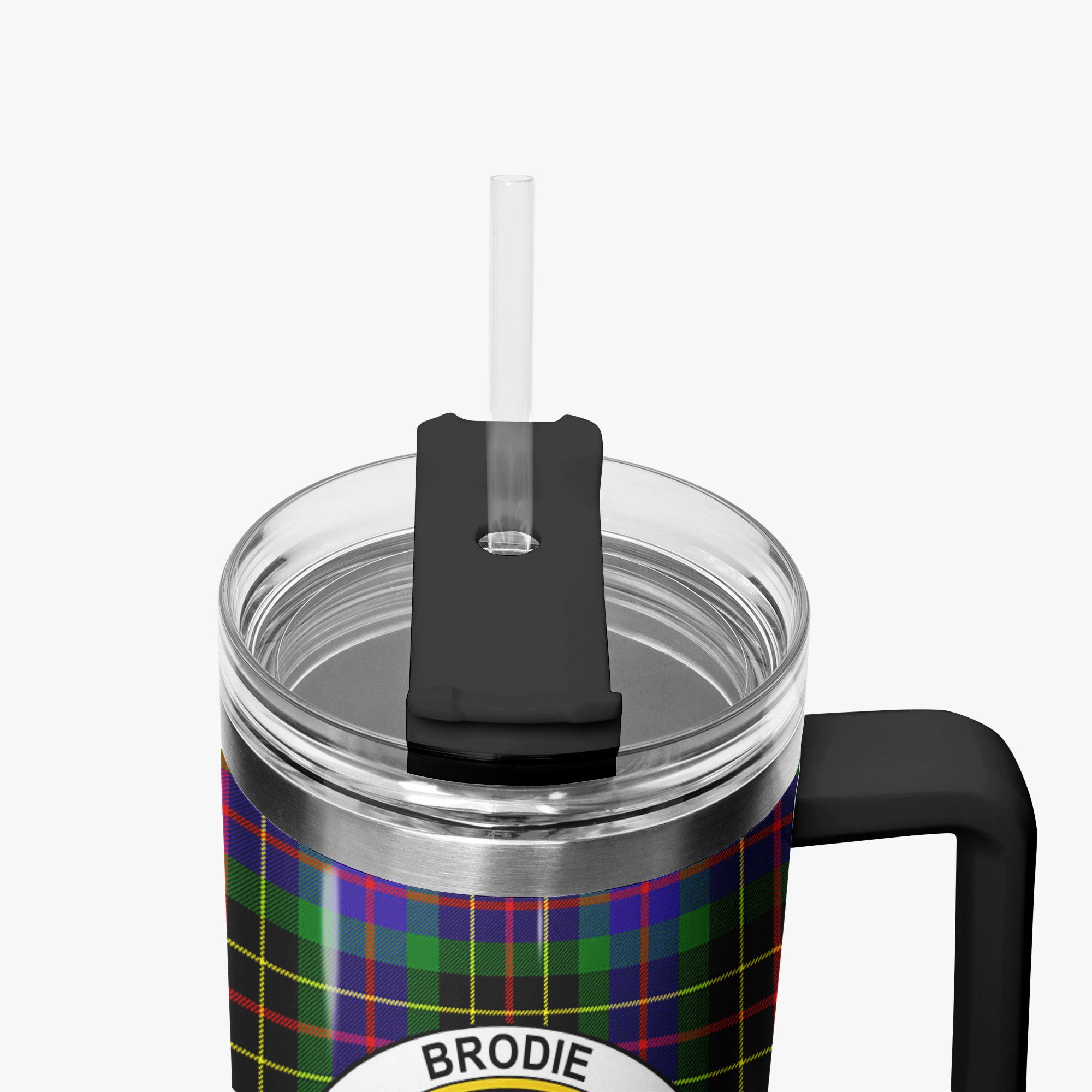Brodie Hunting Modern Tartan Crest 40 oz Insulated Tumbler with Handle