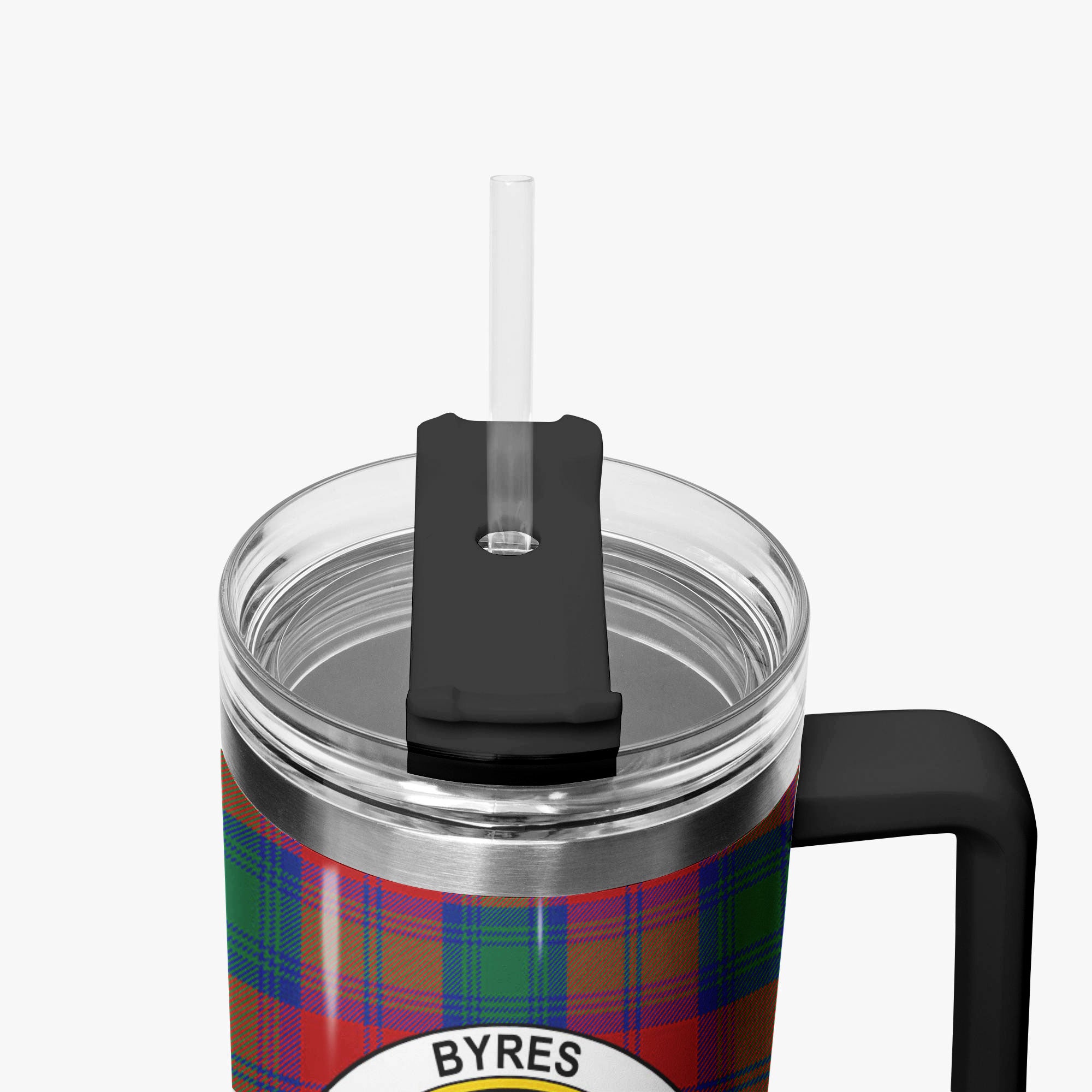 Byres Tartan Crest 40 oz Insulated Tumbler with Handle