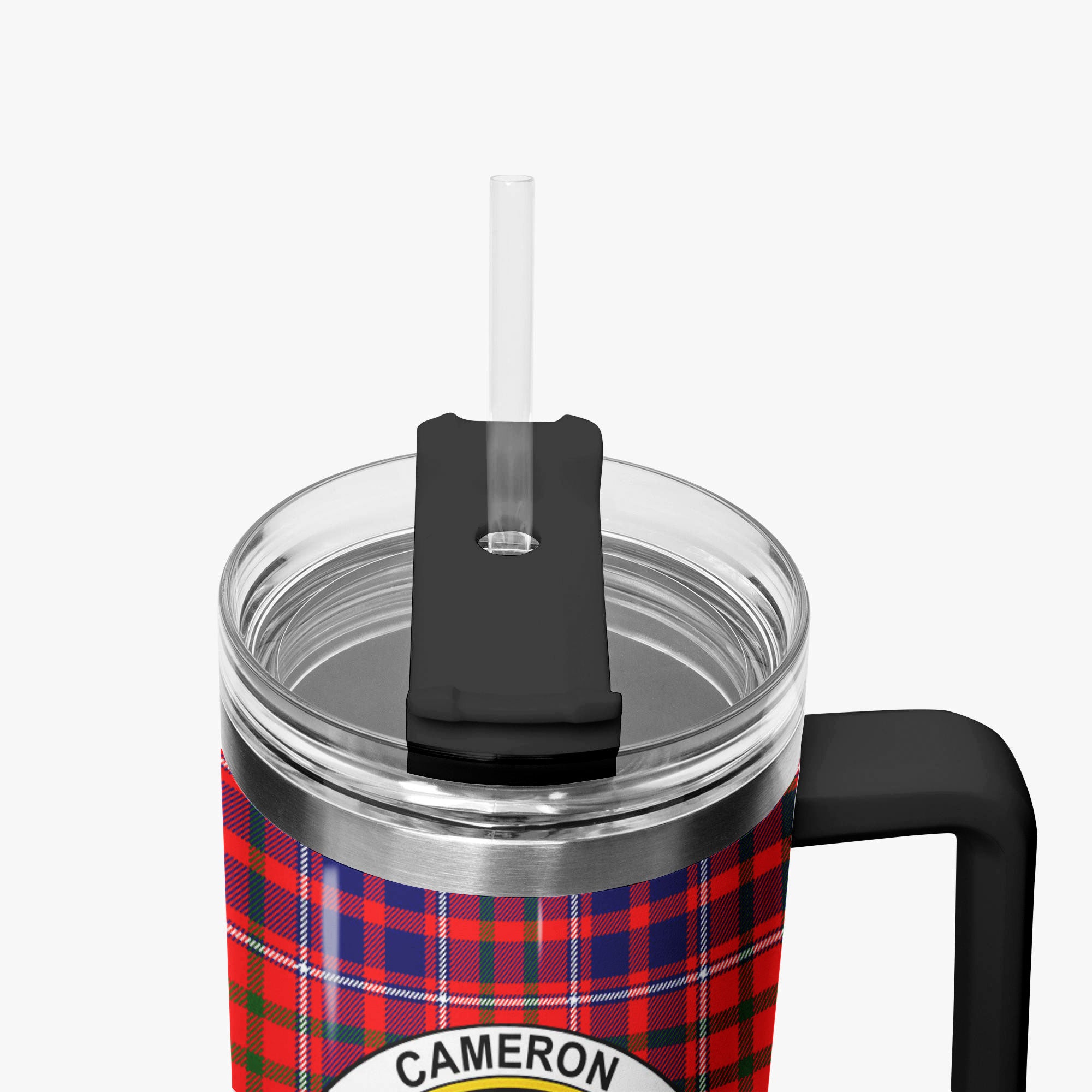 Cameron of Lochiel Modern Tartan Crest 40 oz Insulated Tumbler with Handle