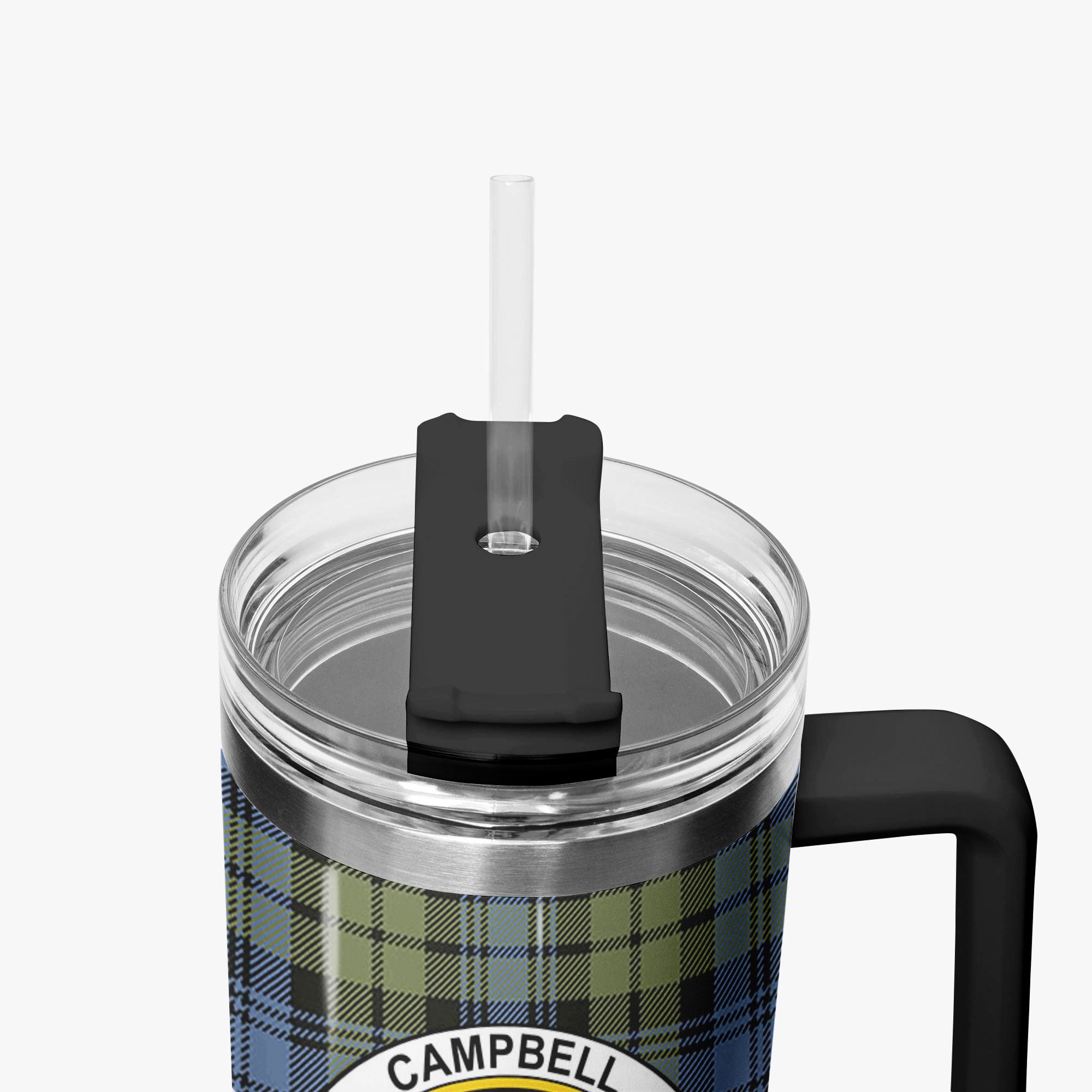 Campbell Faded Tartan Crest 40 oz Insulated Tumbler with Handle