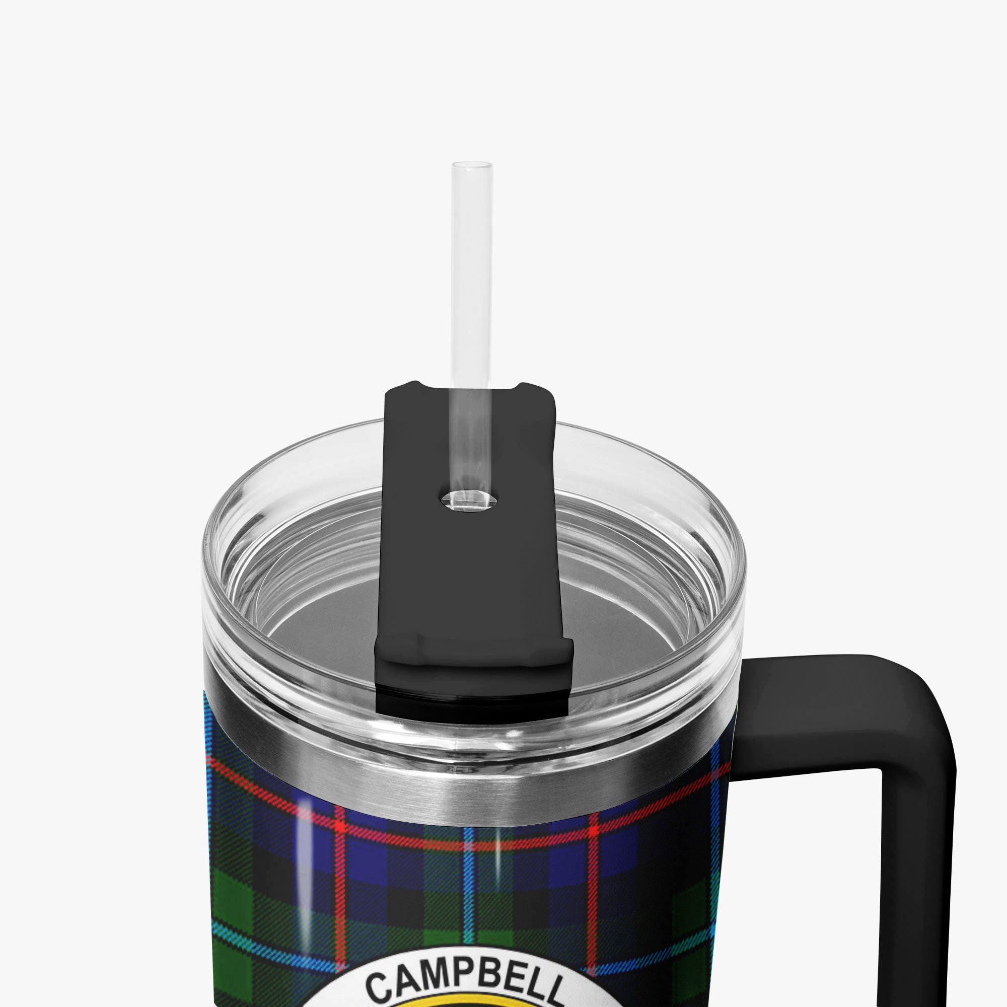 Campbell of Cawdor Modern Tartan Crest 40 oz Insulated Tumbler with Handle