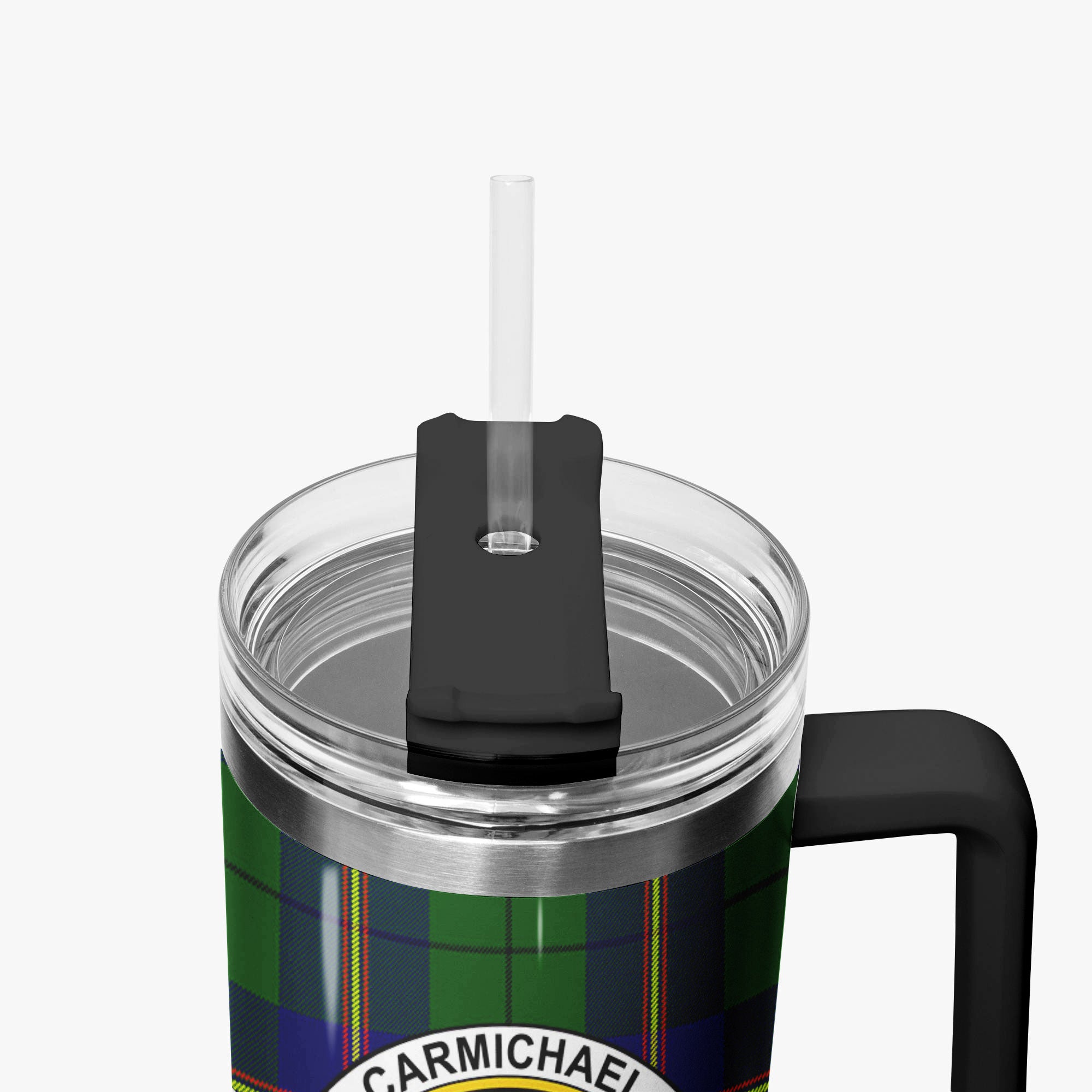 Carmichael Modern Tartan Crest 40 oz Insulated Tumbler with Handle