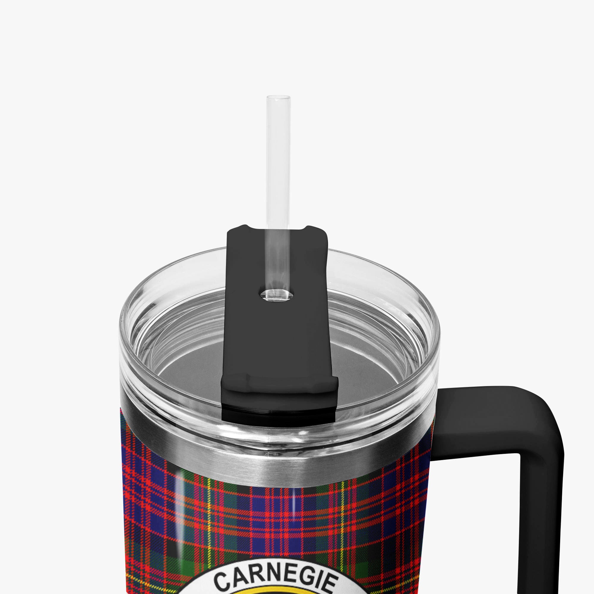 Carnegie Modern Tartan Crest 40 oz Insulated Tumbler with Handle