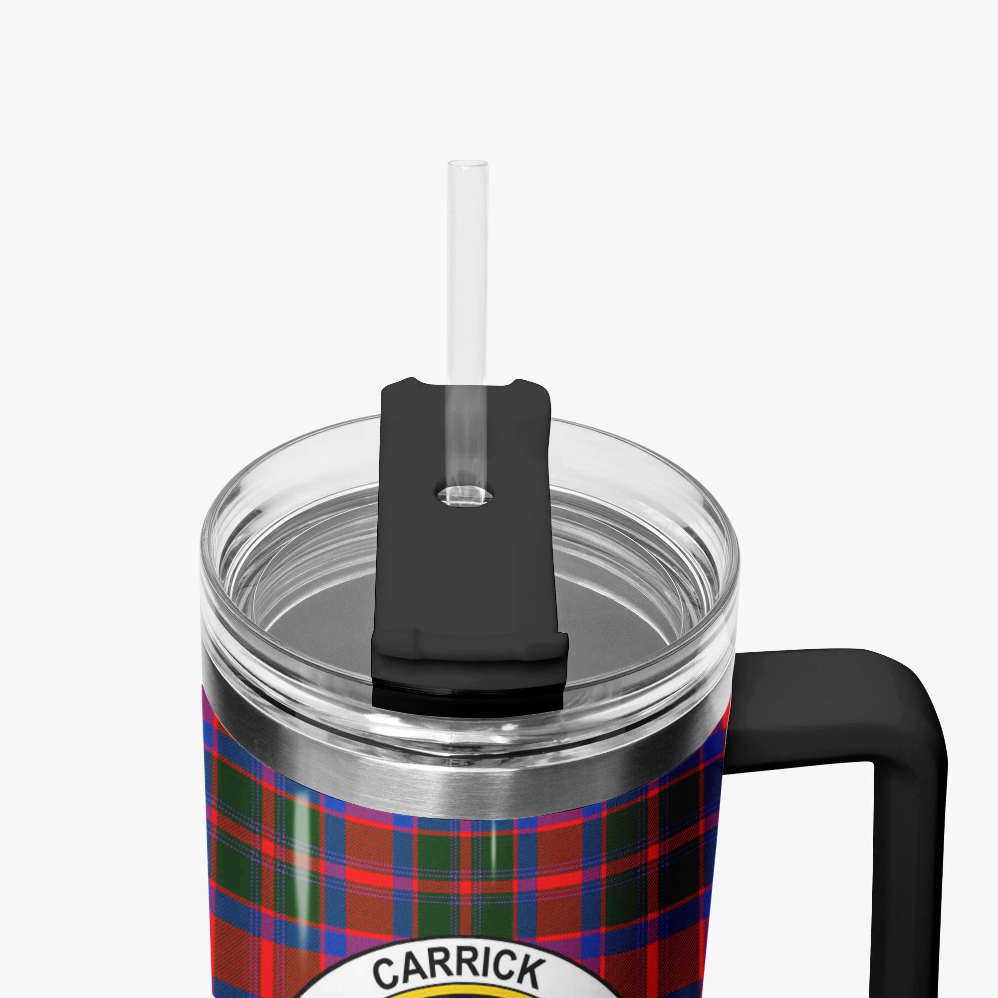 Carrick District Tartan Crest 40 oz Insulated Tumbler with Handle