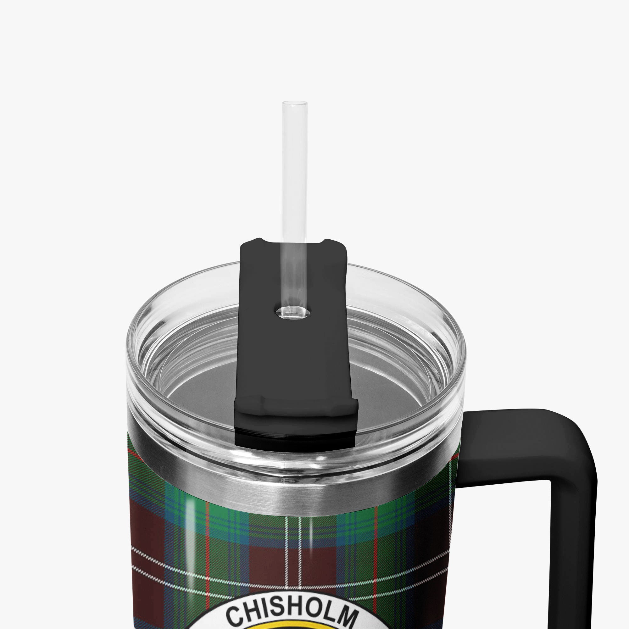 Chisholm Hunting Ancient Tartan Crest 40 oz Insulated Tumbler with Handle