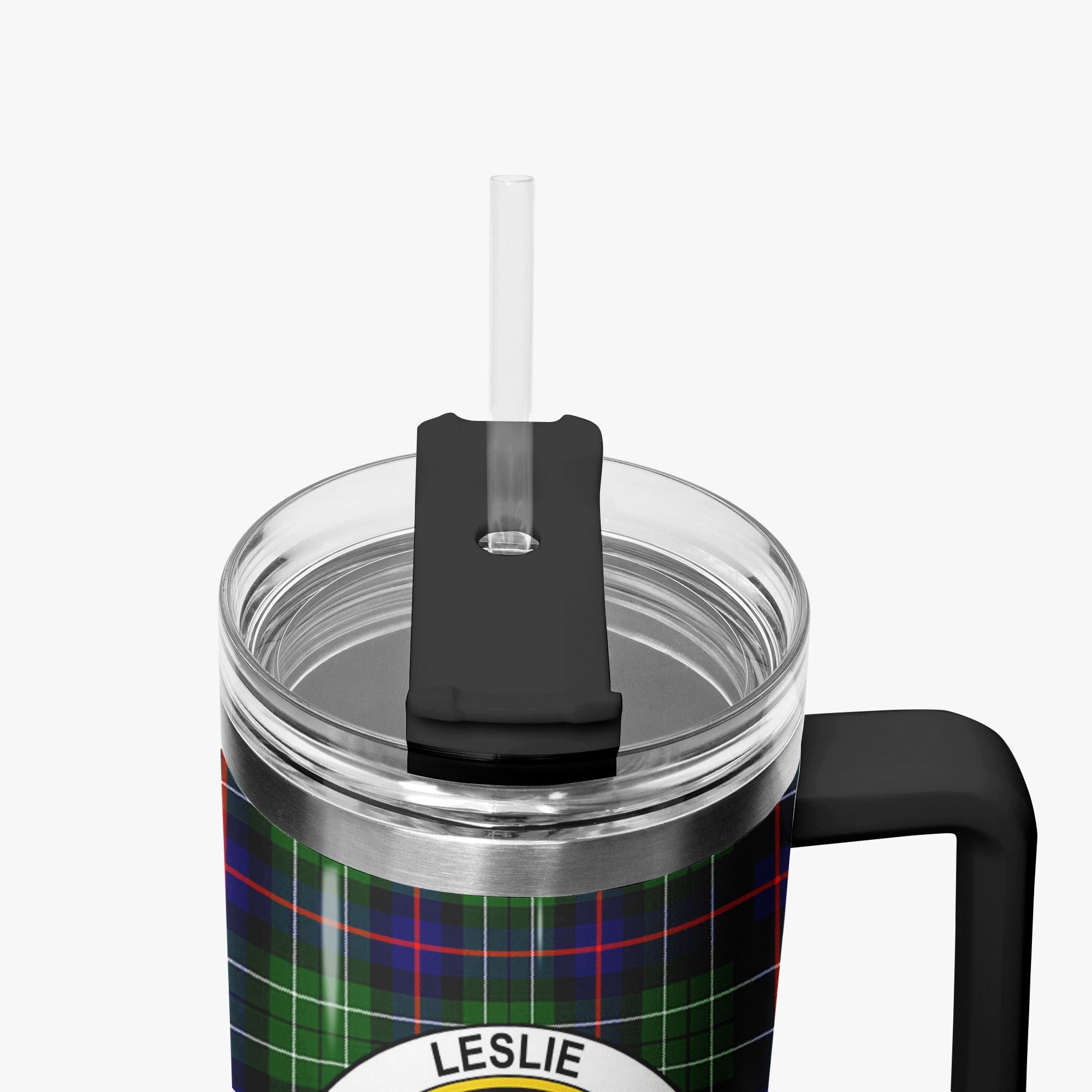 Leslie Hunting Tartan Crest 40 oz Insulated Tumbler with Handle