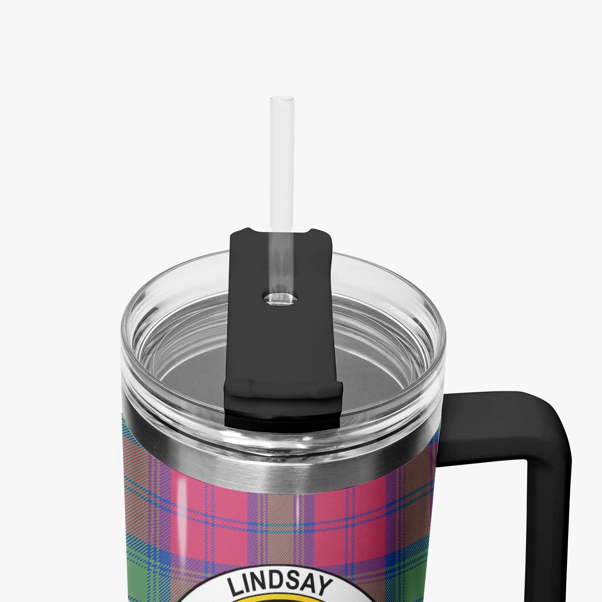 Lindsay Ancient Tartan Crest 40 oz Insulated Tumbler with Handle