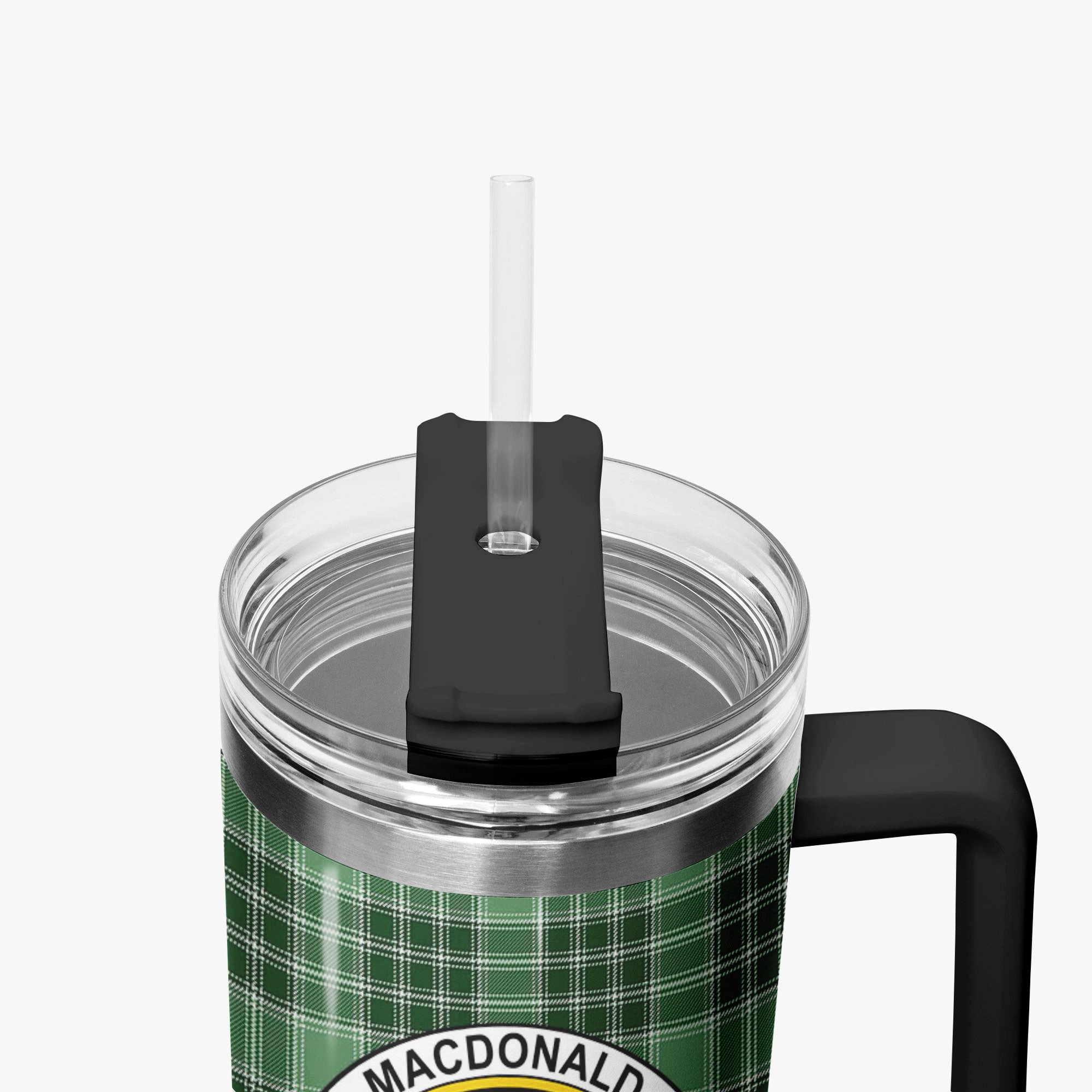 MacDonald Lord of the Isles Hunting Tartan Crest 40 oz Insulated Tumbler with Handle