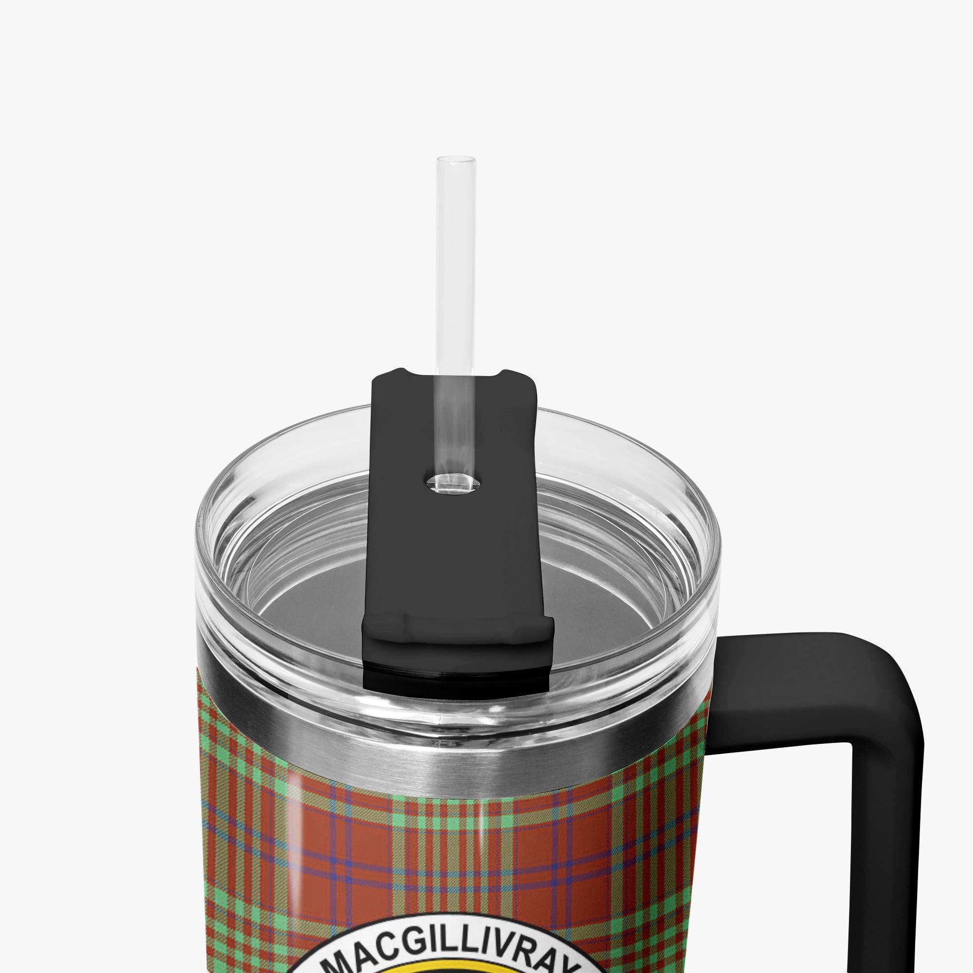 MacGillivray Hunting Ancient Tartan Crest 40 oz Insulated Tumbler with Handle