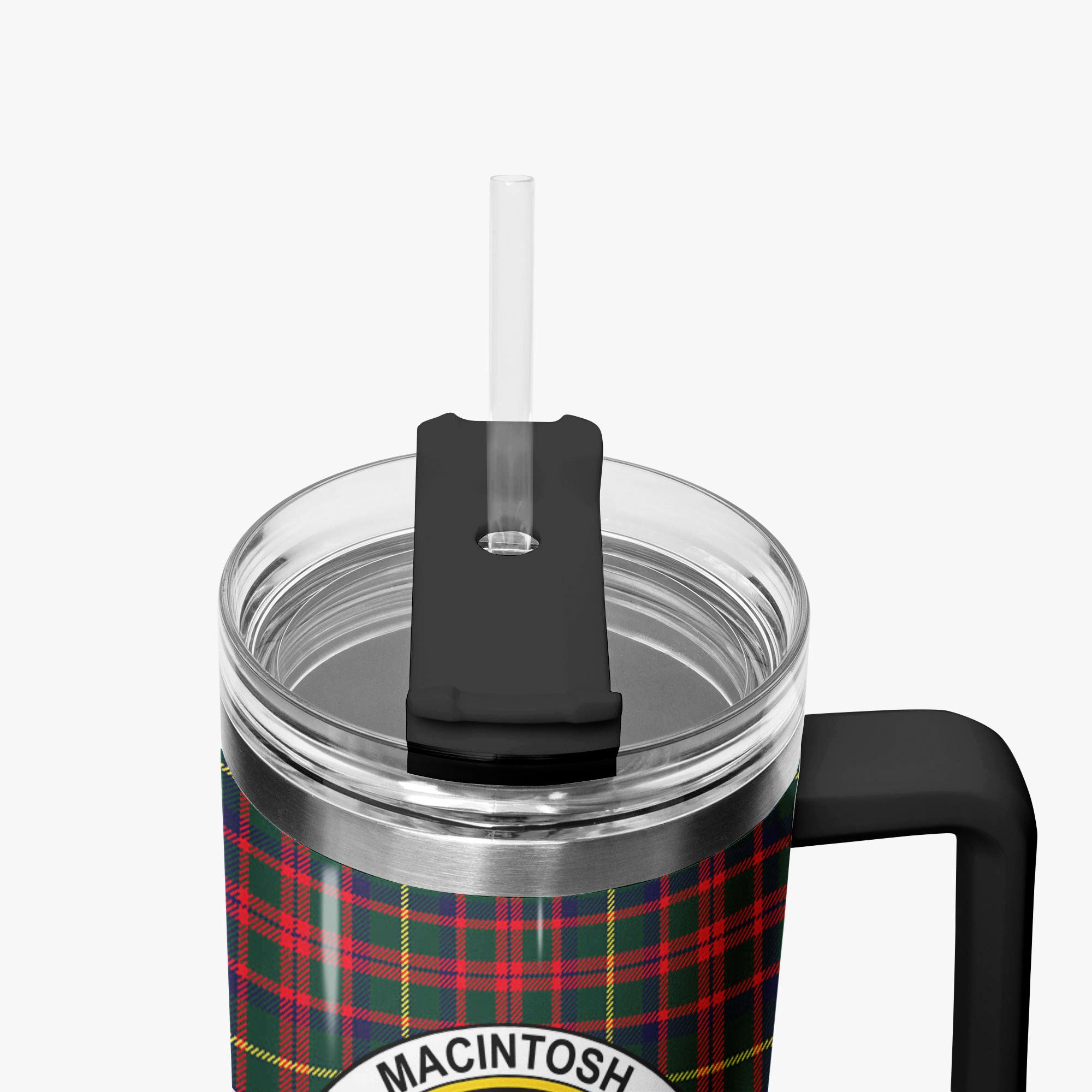 MacIntosh Hunting Modern Tartan Crest 40 oz Insulated Tumbler with Handle