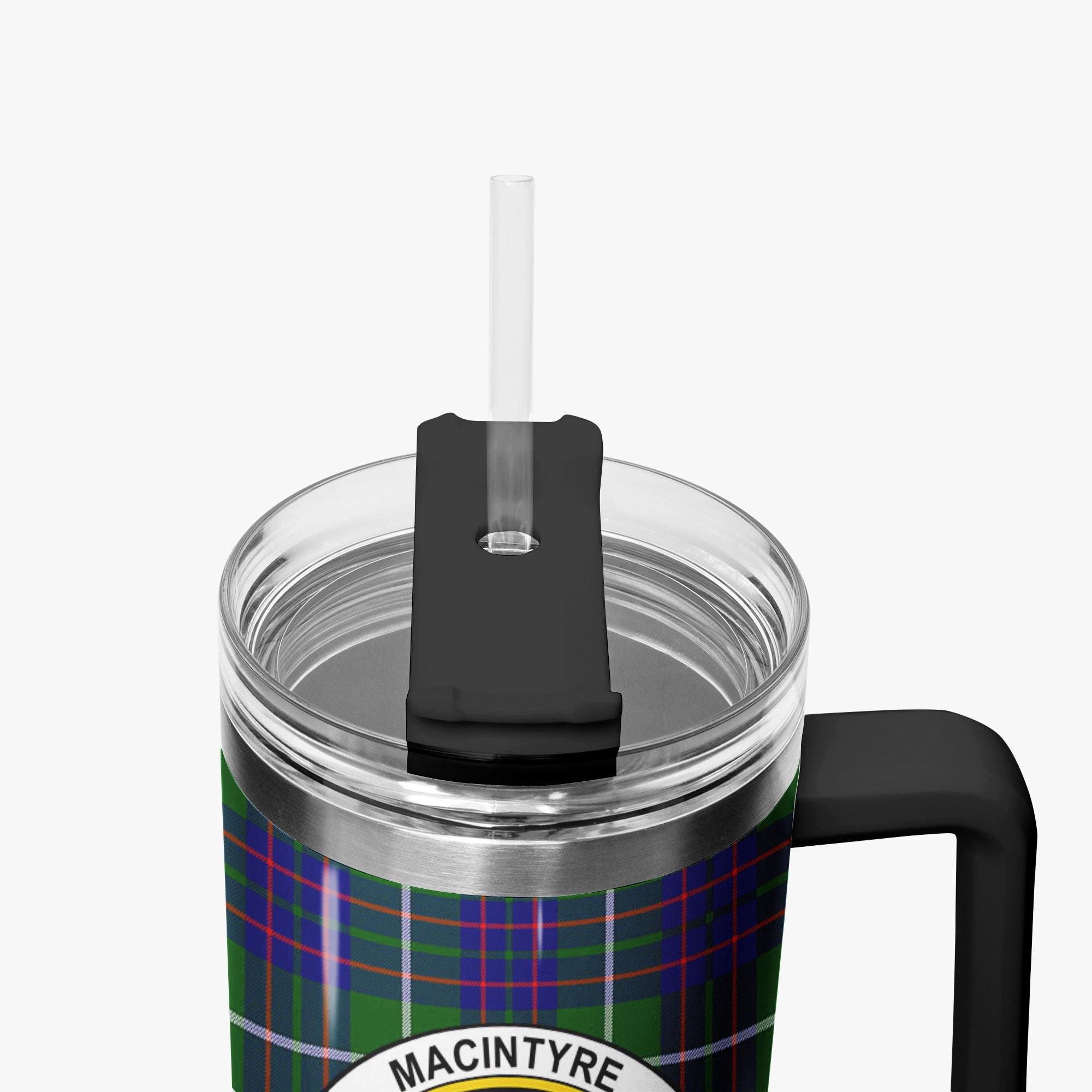 MacIntyre Hunting Modern Tartan Crest 40 oz Insulated Tumbler with Handle