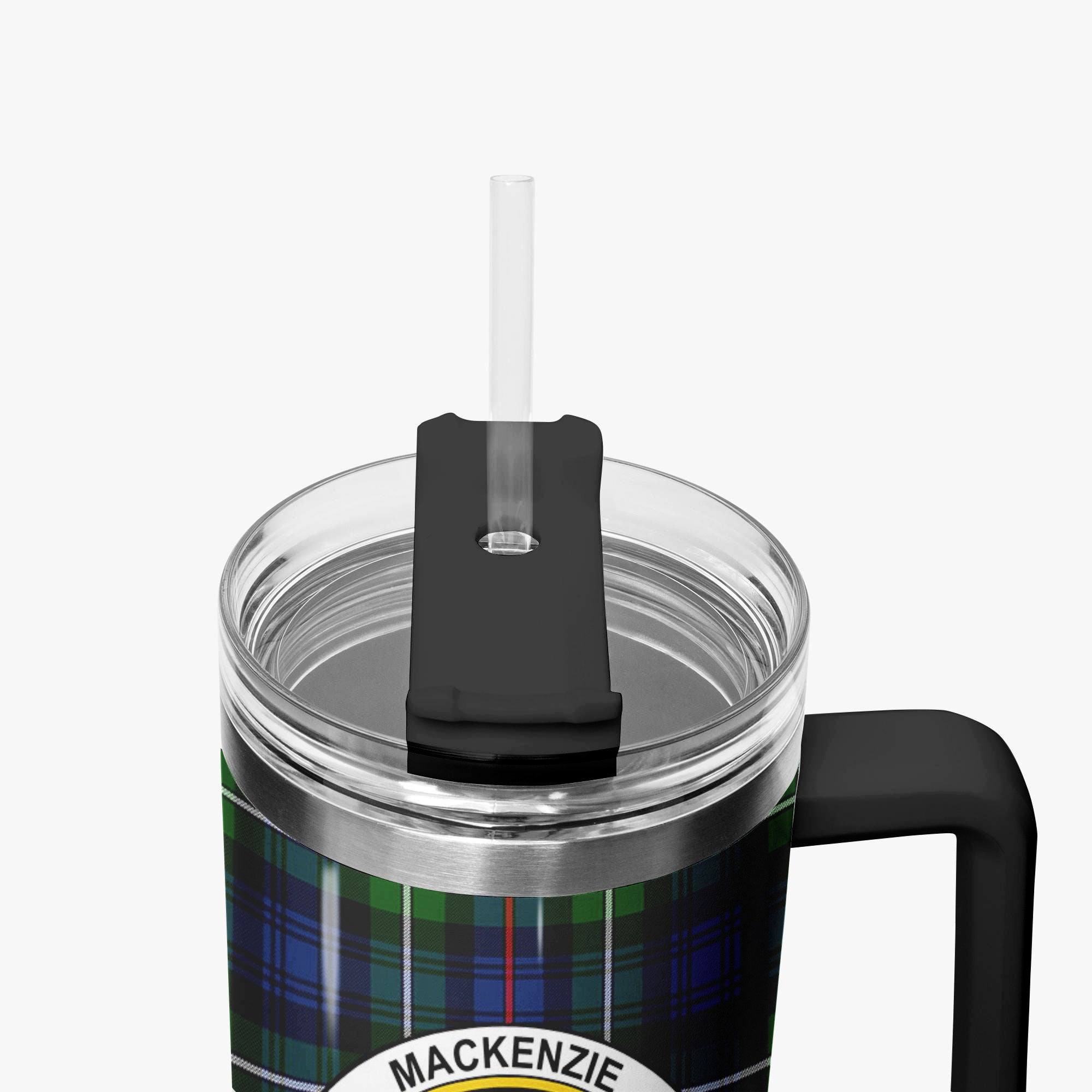 MacKenzie Modern Tartan Crest 40 oz Insulated Tumbler with Handle