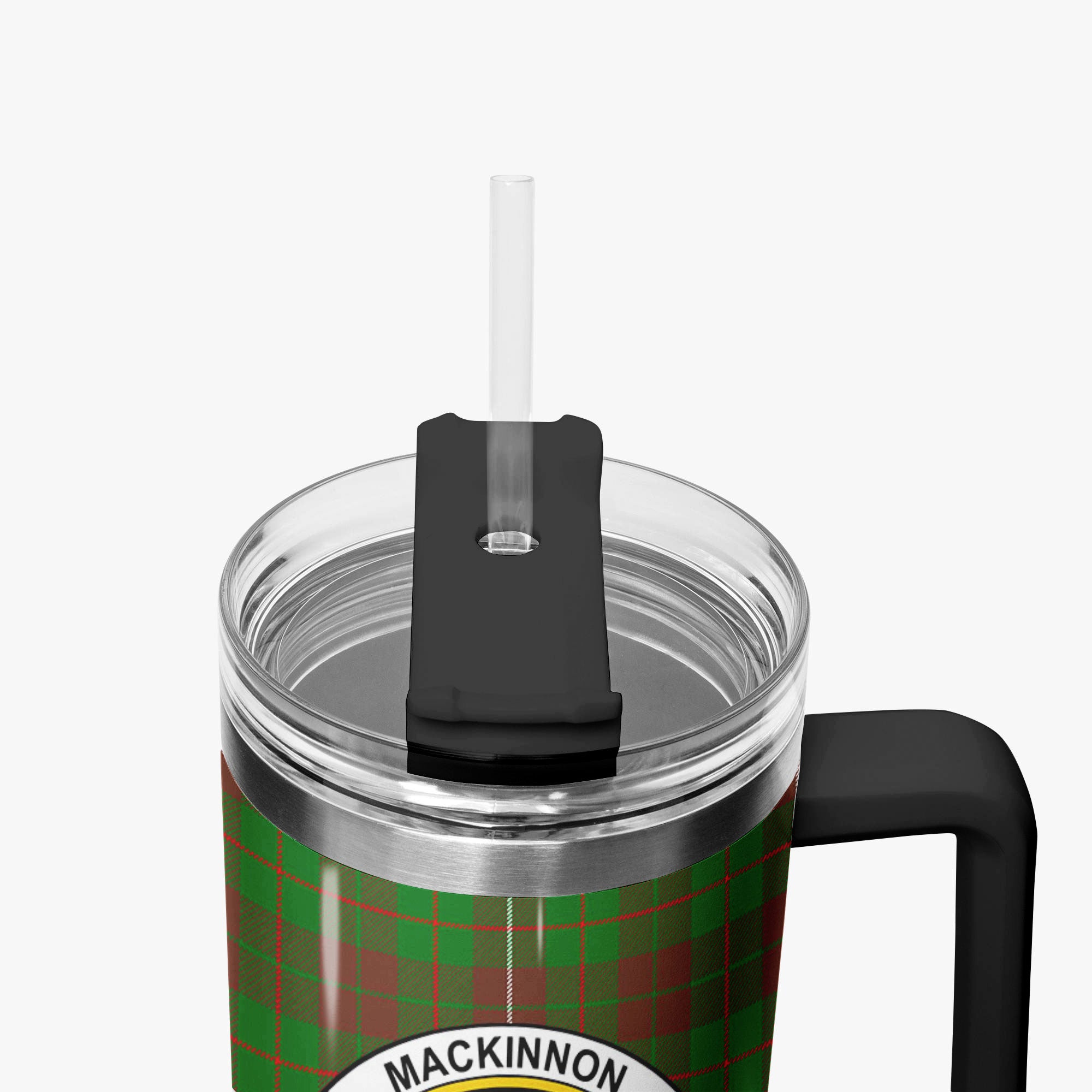 MacKinnon Hunting Modern Tartan Crest 40 oz Insulated Tumbler with Handle