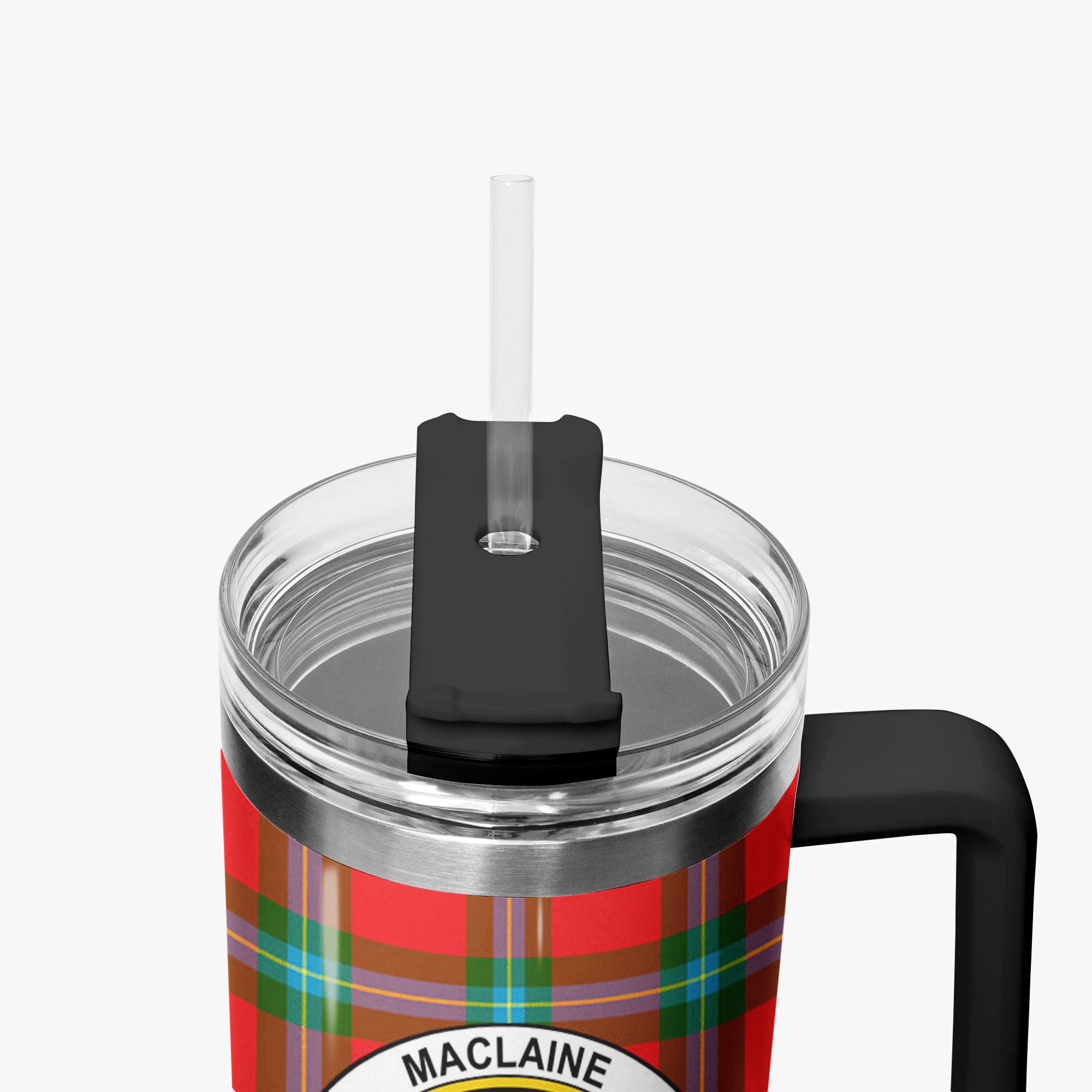MacLaine of Loch Buie Tartan Crest 40 oz Insulated Tumbler with Handle
