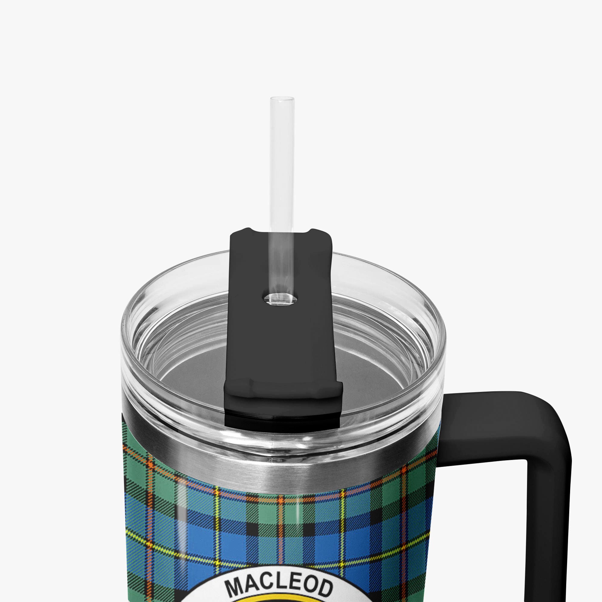 MacLeod of Harris Ancient Tartan Crest 40 oz Insulated Tumbler with Handle