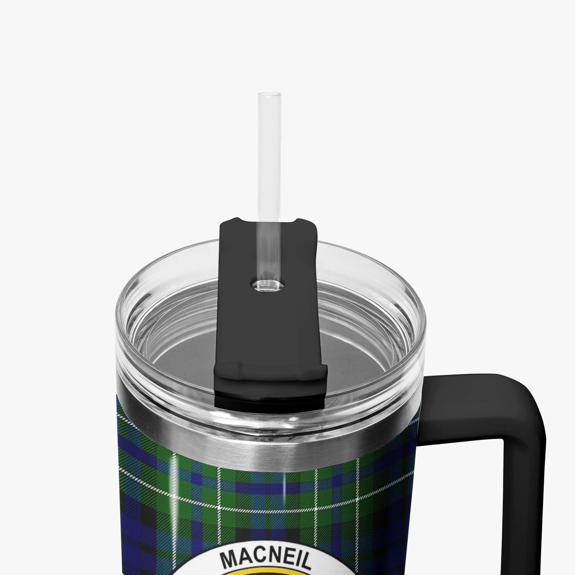 MacNeil of Colonsay Modern Tartan Crest 40 oz Insulated Tumbler with Handle