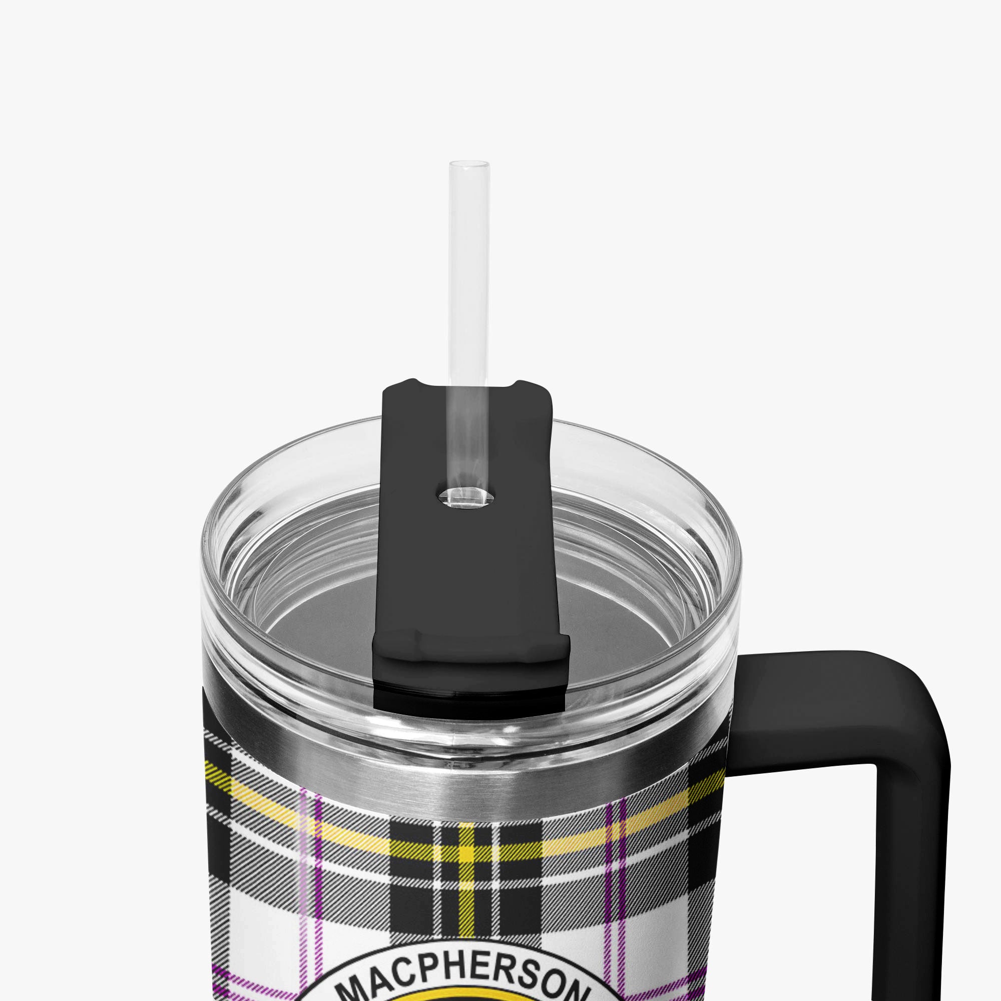 MacPherson Dress Modern Tartan Crest 40 oz Insulated Tumbler with Handle