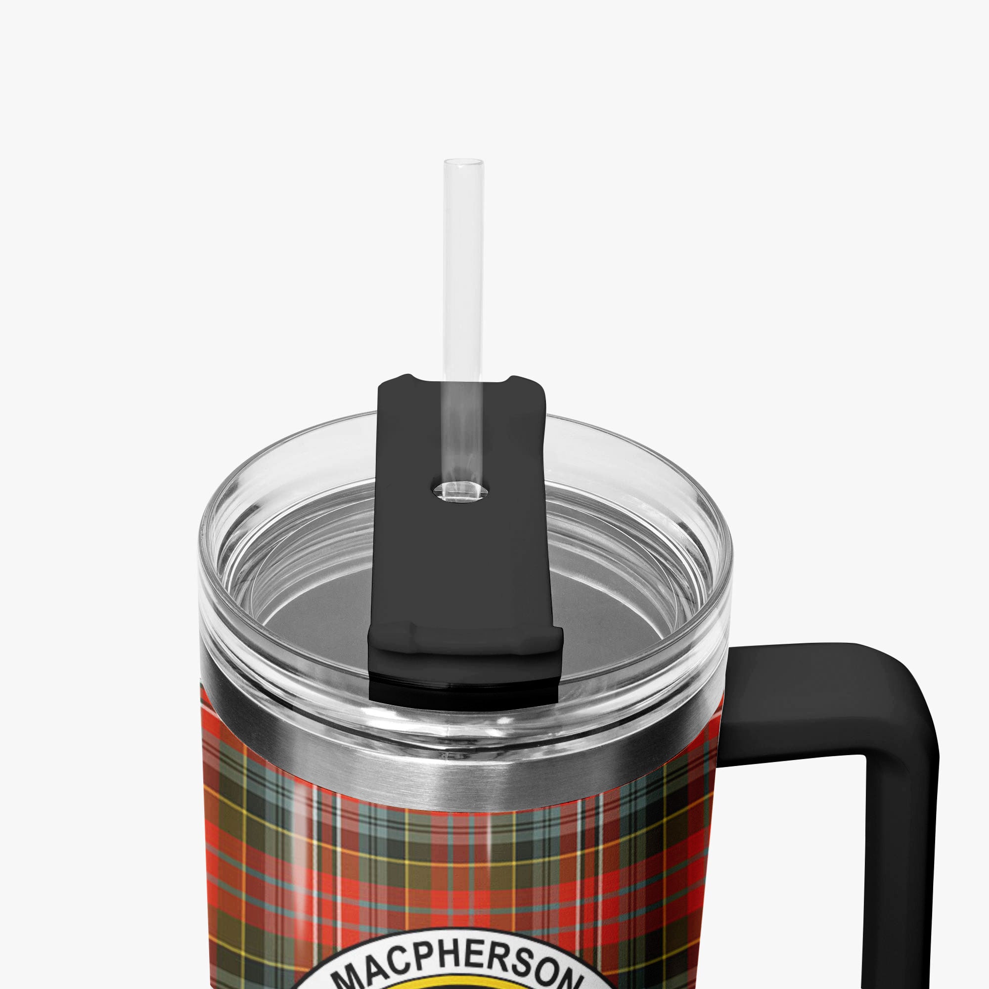 MacPherson Weathered Tartan Crest 40 oz Insulated Tumbler with Handle