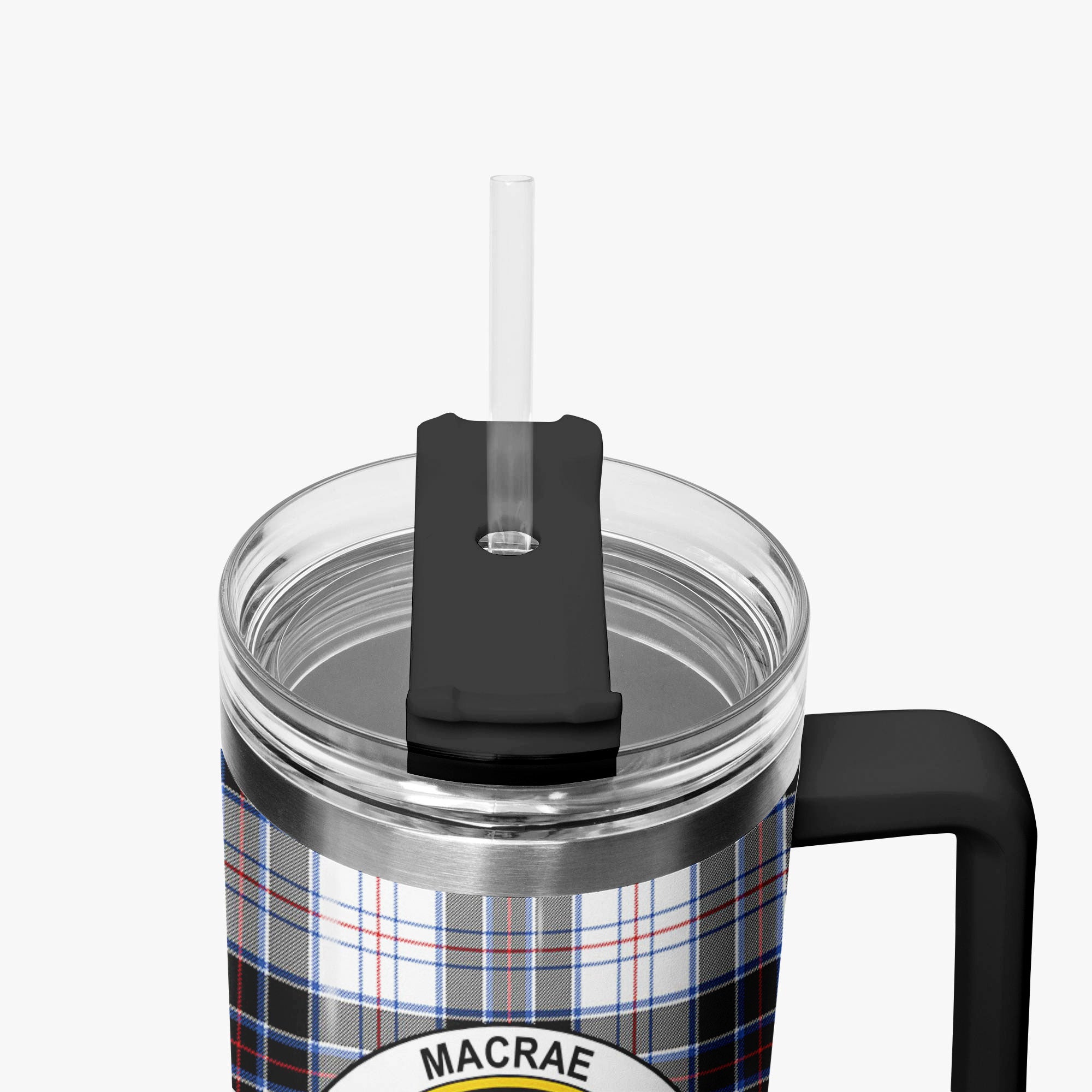 MacRae Dress Modern Tartan Crest 40 oz Insulated Tumbler with Handle