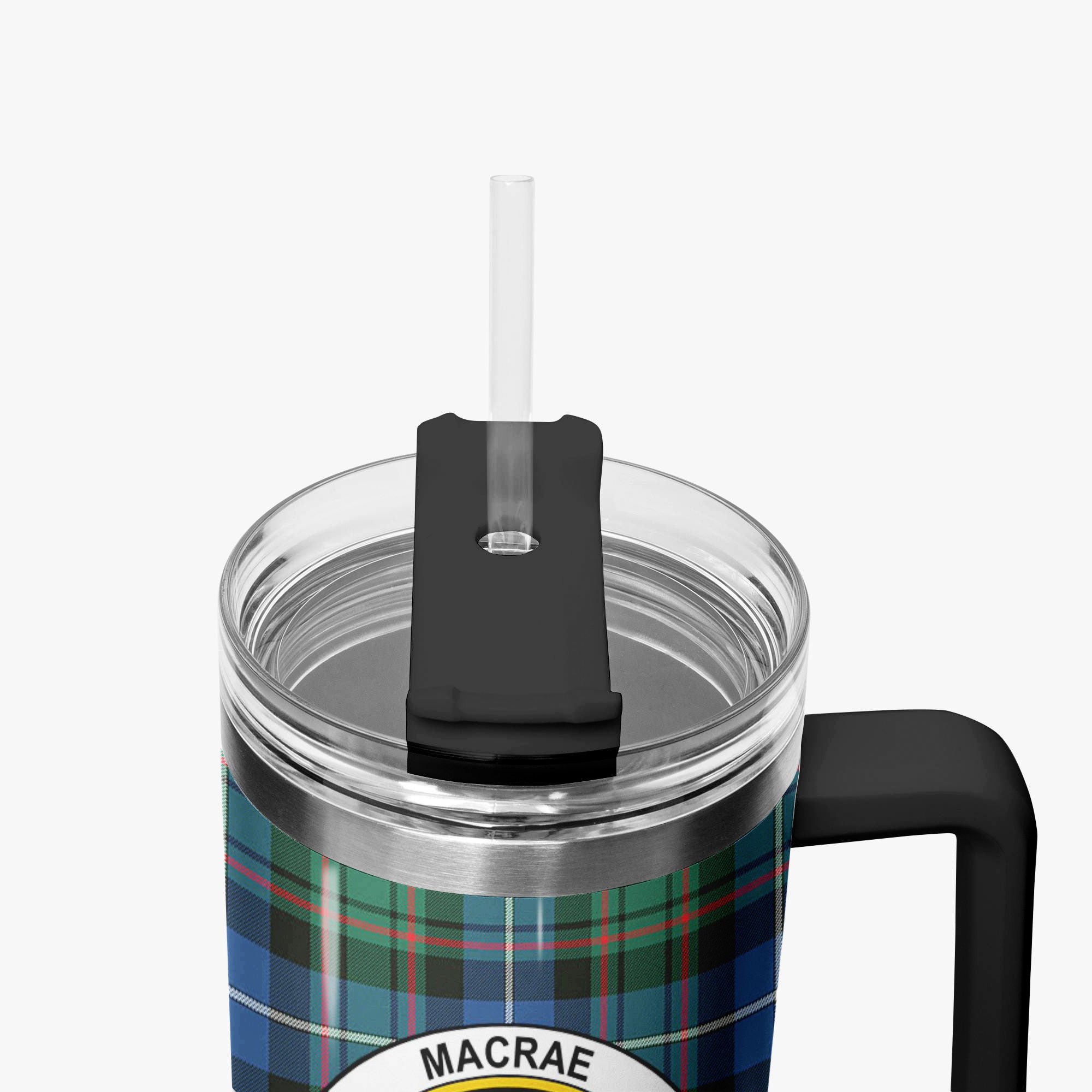 MacRae Hunting Ancient Tartan Crest 40 oz Insulated Tumbler with Handle