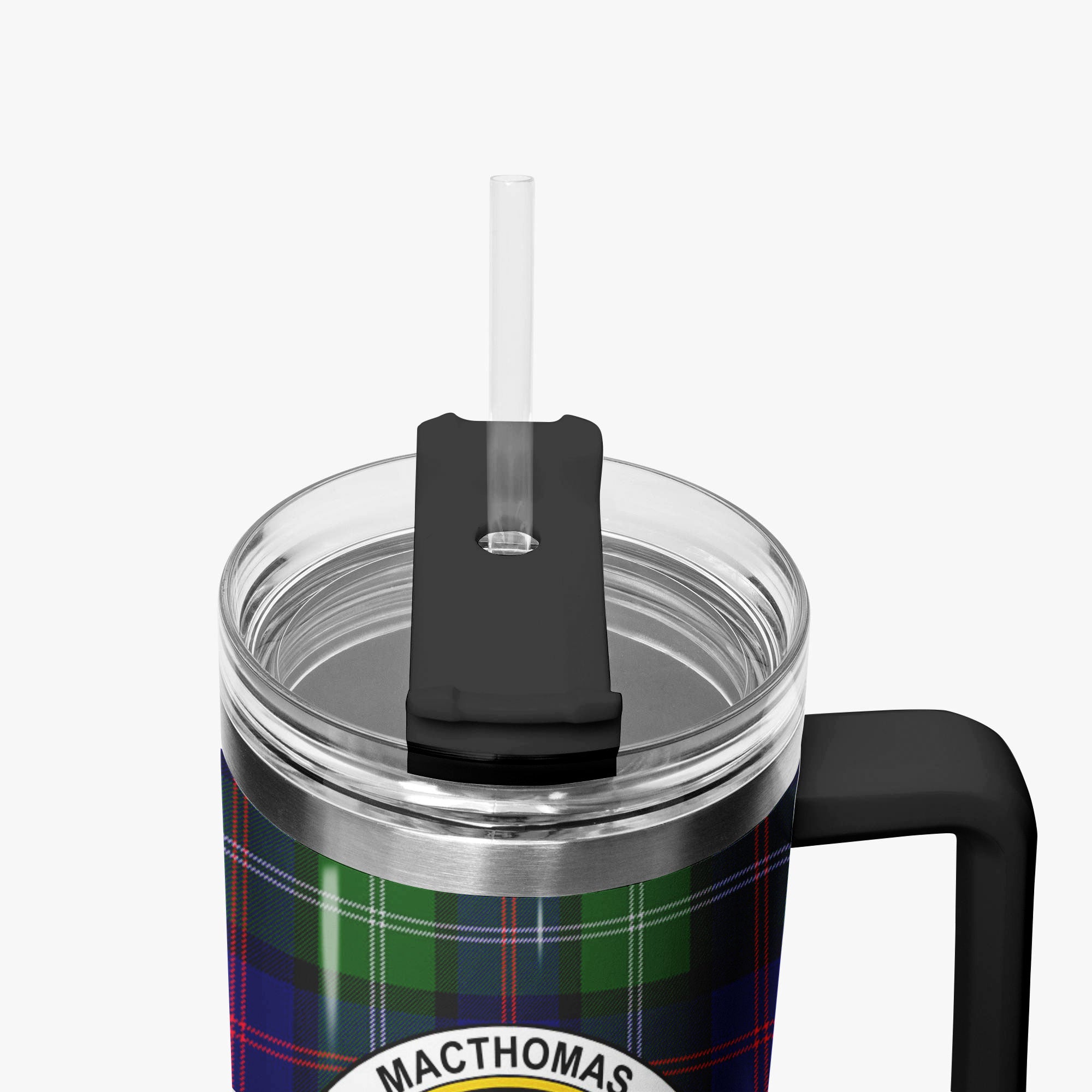 MacThomas Modern Tartan Crest 40 oz Insulated Tumbler with Handle