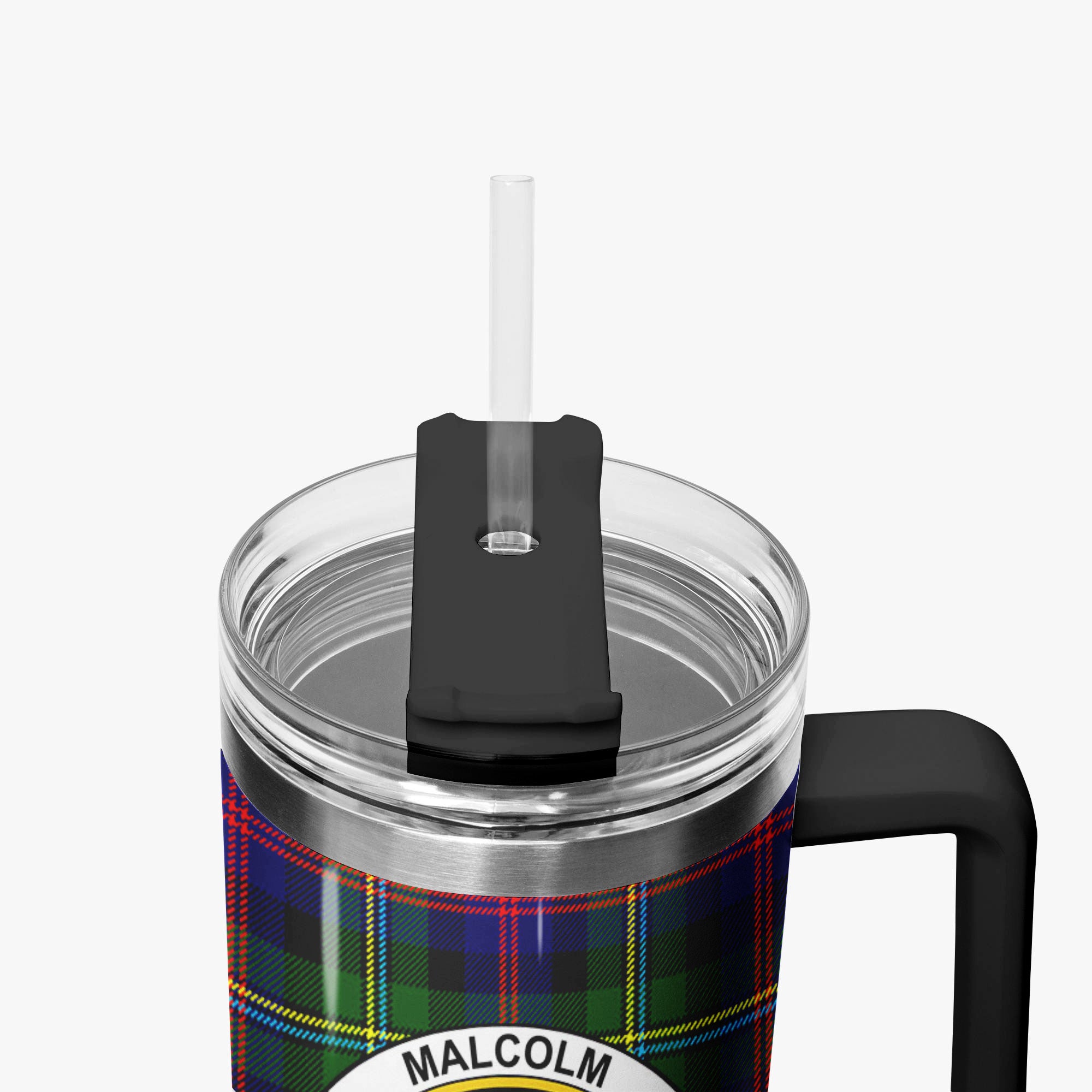 Malcolm (or MacCallum) Tartan Crest 40 oz Insulated Tumbler with Handle