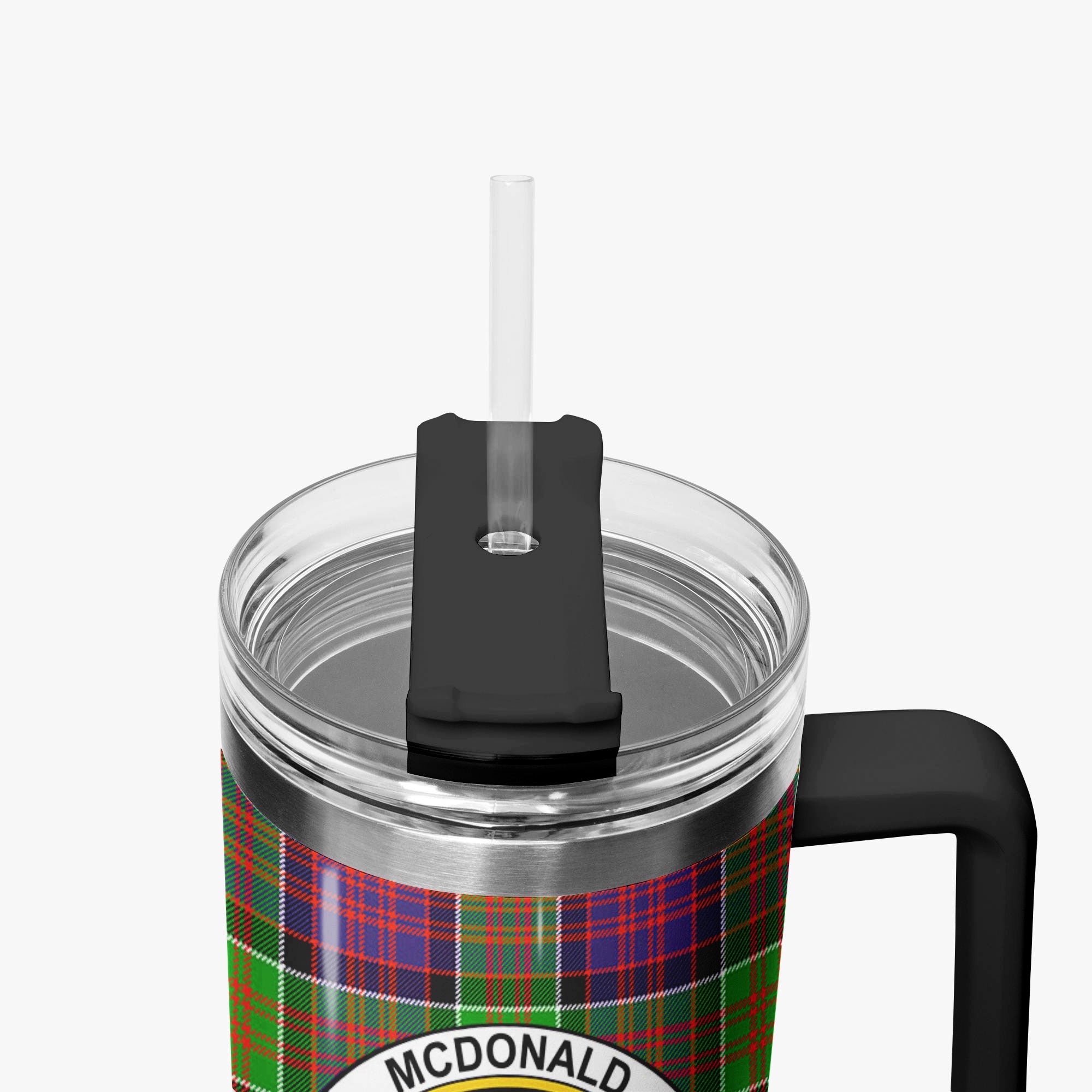 McDonald (Clan Ranald) Tartan Crest 40 oz Insulated Tumbler with Handle