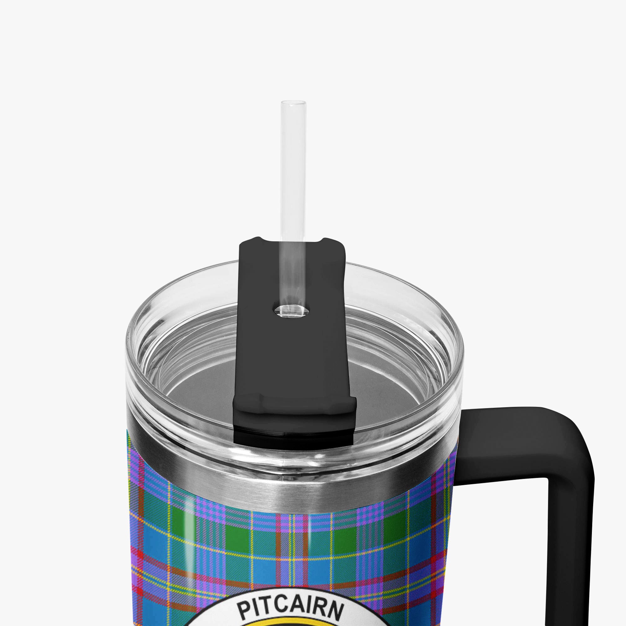Pitcairn Hunting Tartan Crest 40 oz Insulated Tumbler with Handle