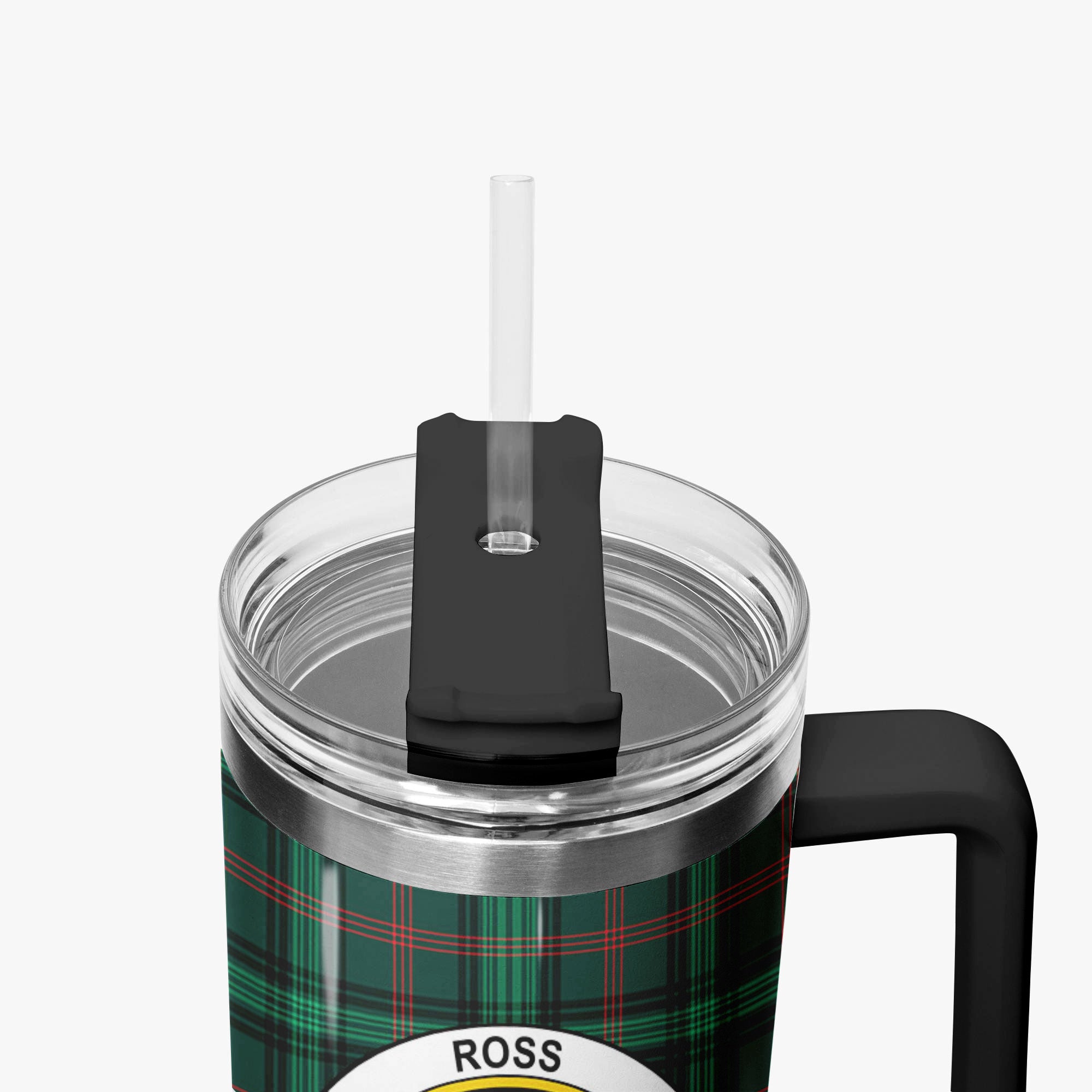 Ross Hunting Modern Tartan Crest 40 oz Insulated Tumbler with Handle