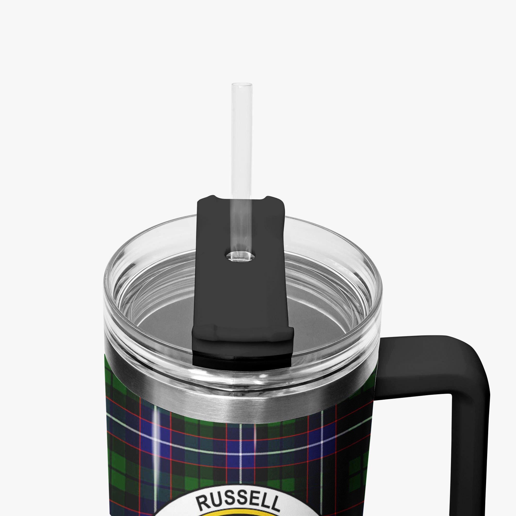 Russell Modern Tartan Crest 40 oz Insulated Tumbler with Handle