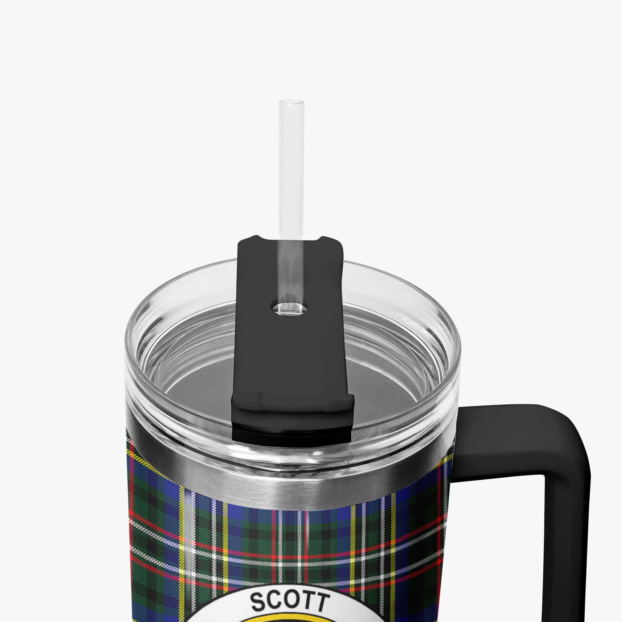 Scott Green Modern Tartan Crest 40 oz Insulated Tumbler with Handle