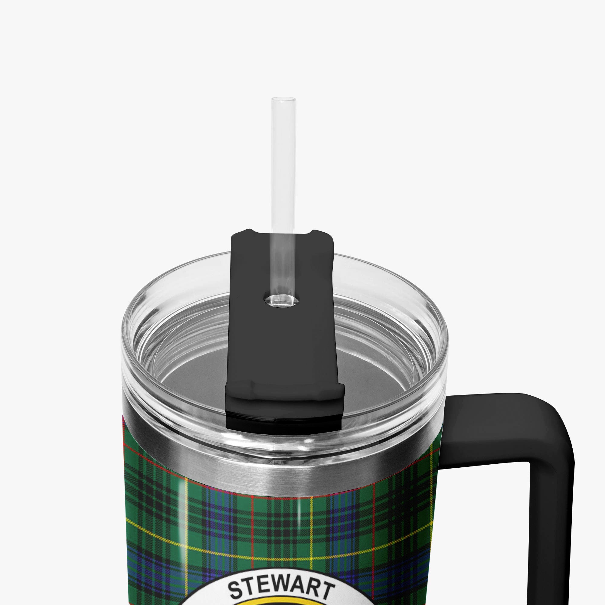 Stewart Hunting Modern Tartan Crest 40 oz Insulated Tumbler with Handle