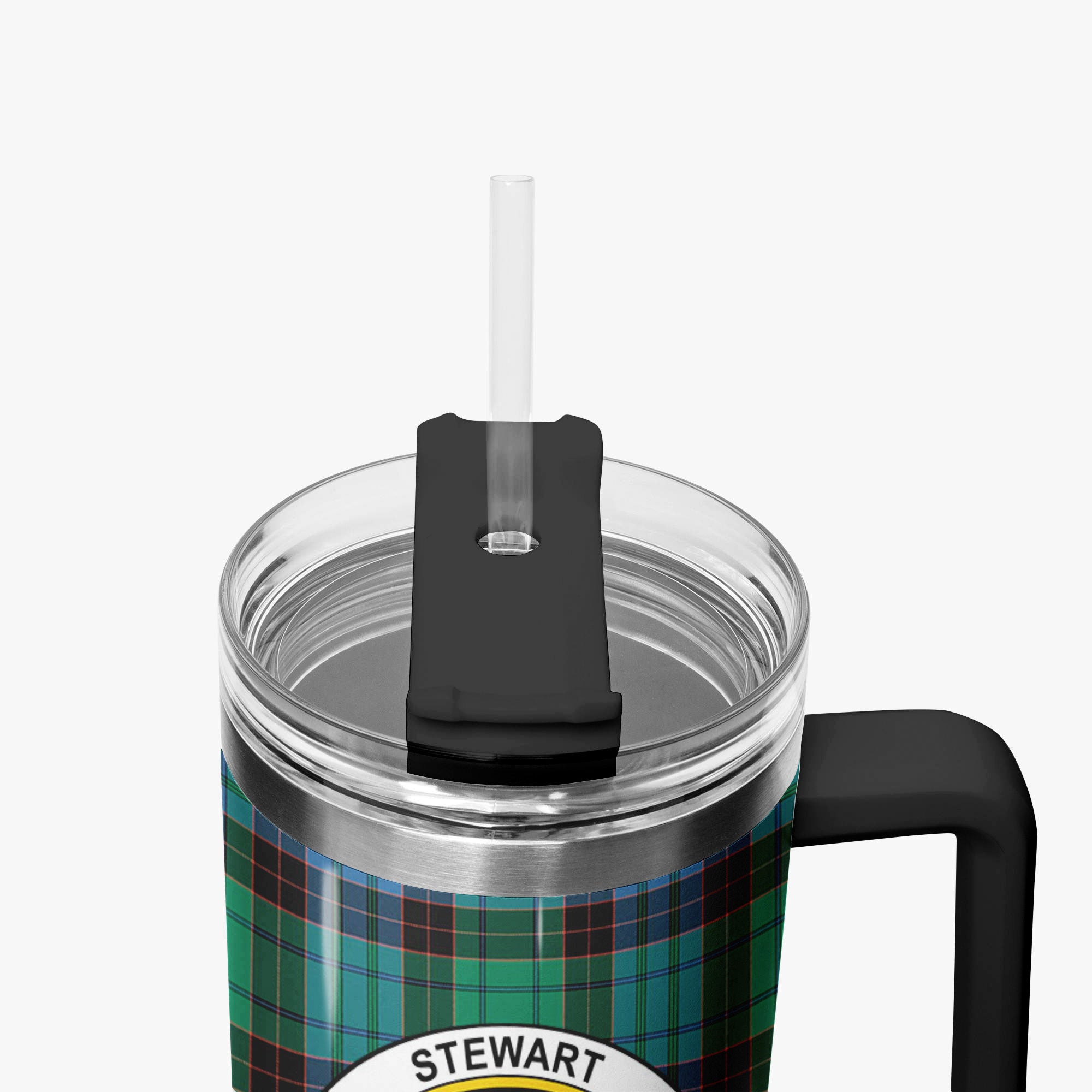 Stewart Old Ancient Tartan Crest 40 oz Insulated Tumbler with Handle