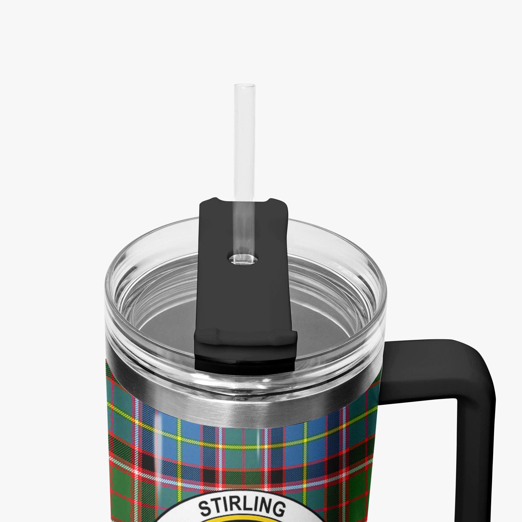 Stirling (of Cadder-Present Chief) Tartan Crest 40 oz Insulated Tumbler with Handle
