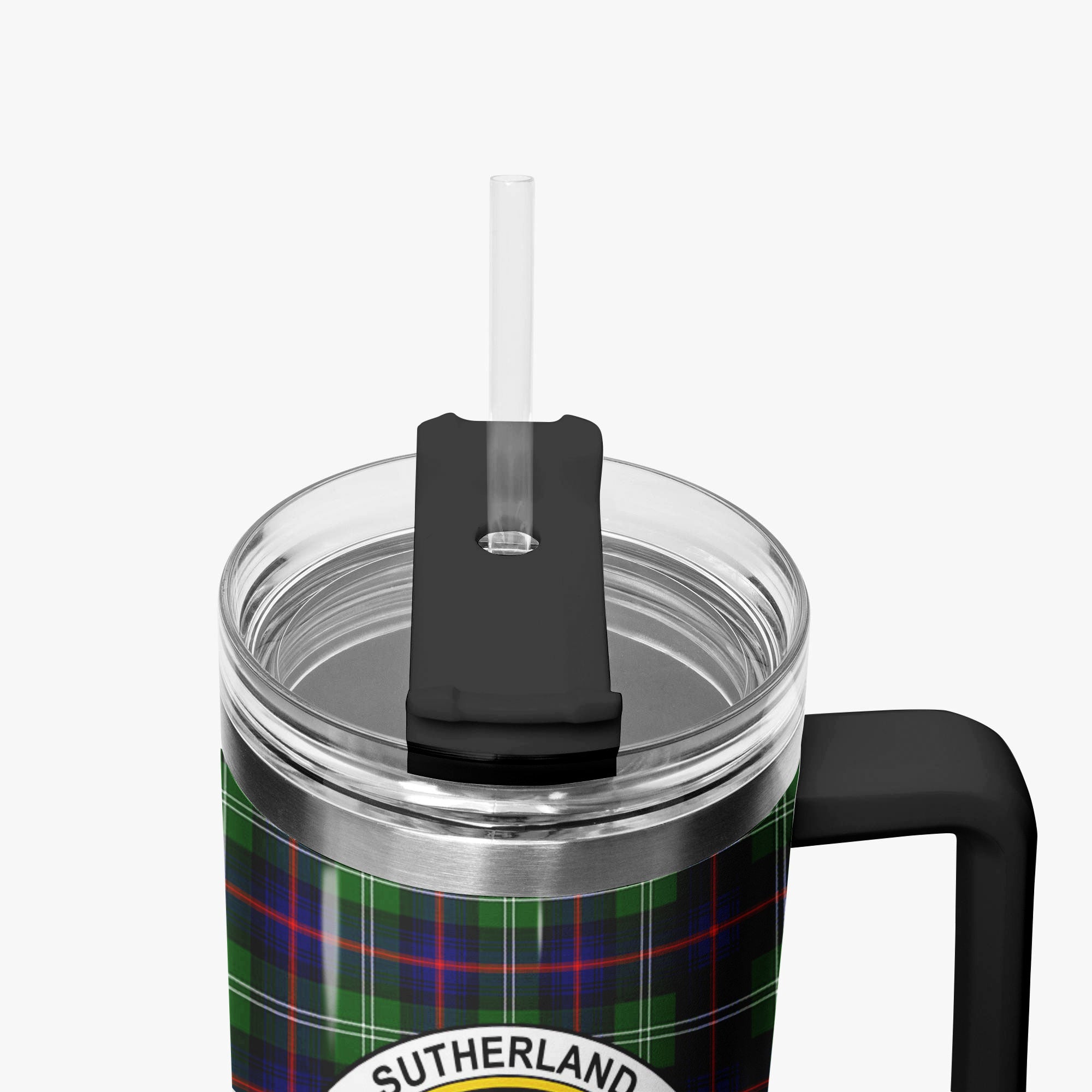 Sutherland Modern Tartan Crest 40 oz Insulated Tumbler with Handle