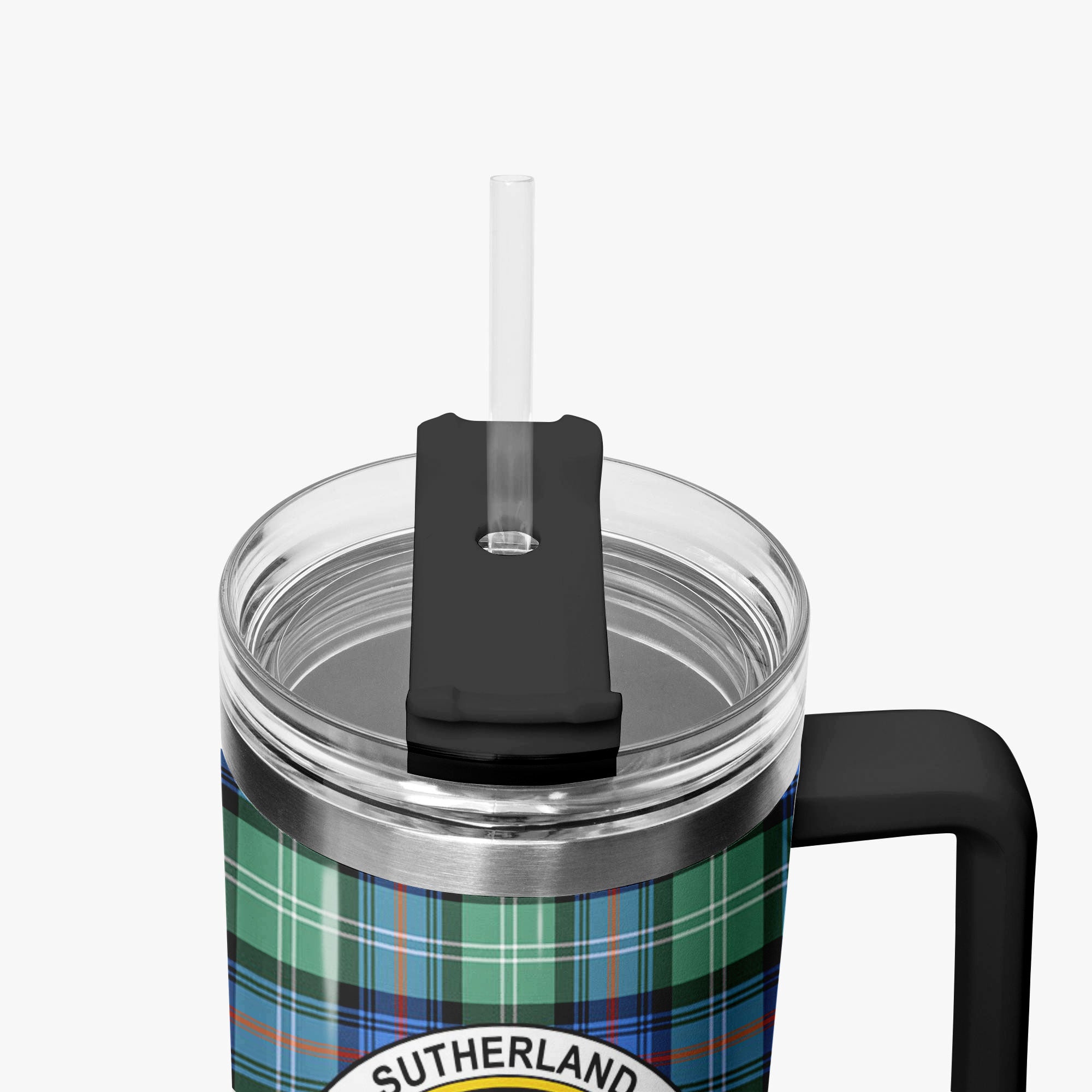 Sutherland Old Ancient Tartan Crest 40 oz Insulated Tumbler with Handle