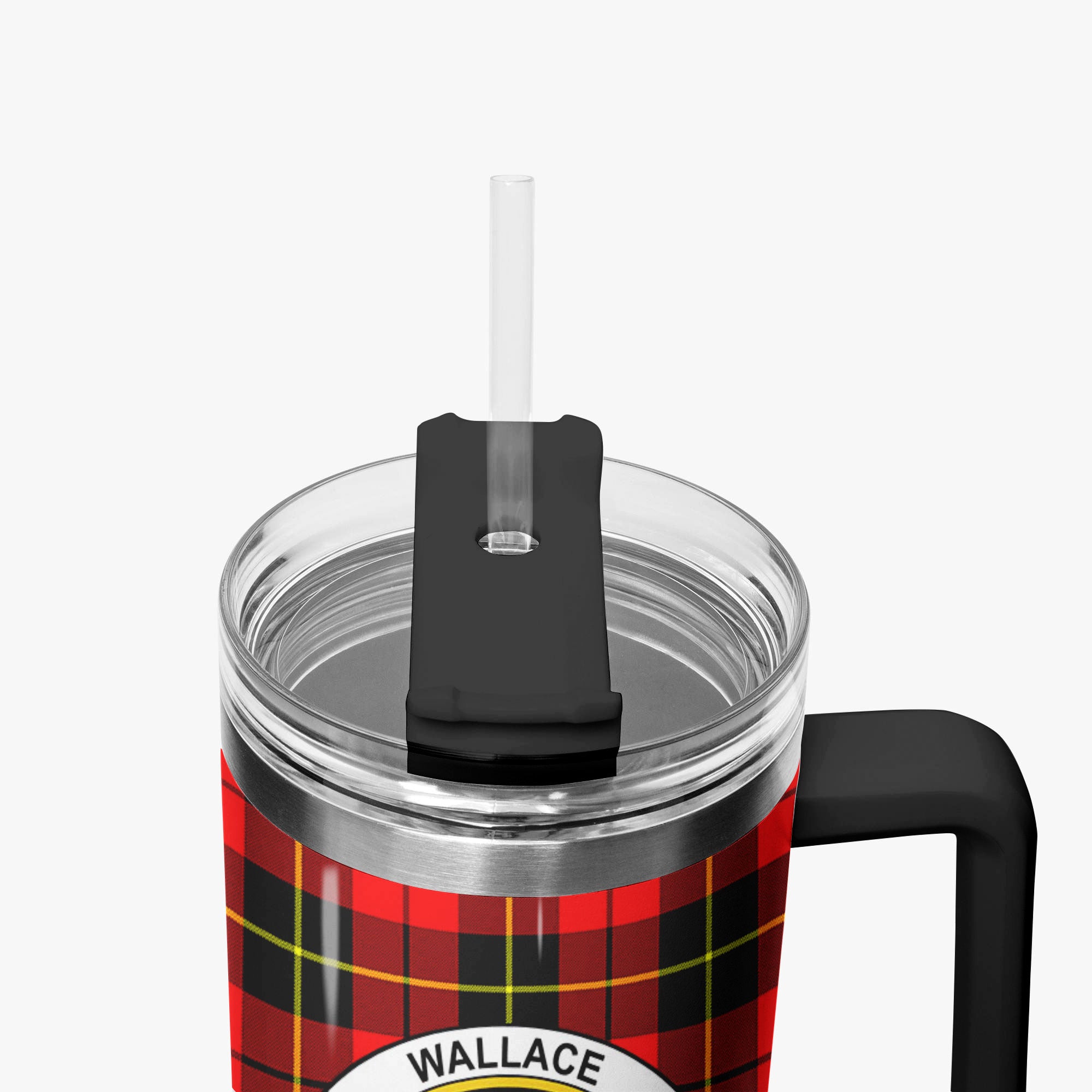 Wallace Hunting Red Tartan Crest 40 oz Insulated Tumbler with Handle