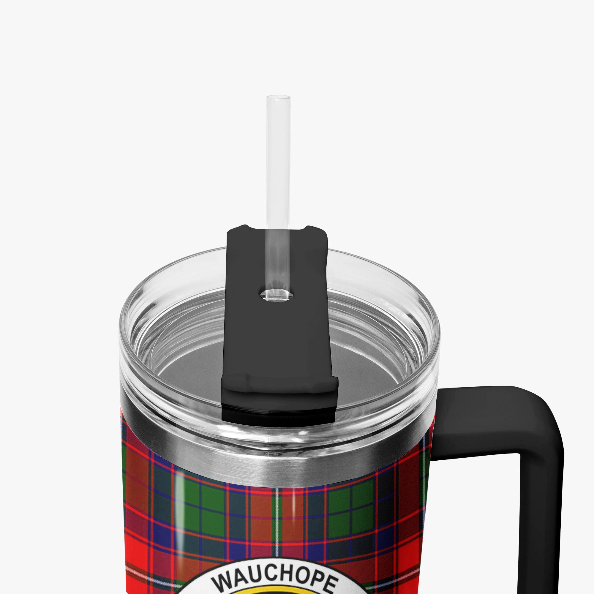 Wauchope (or Waugh) Tartan Crest 40 oz Insulated Tumbler with Handle