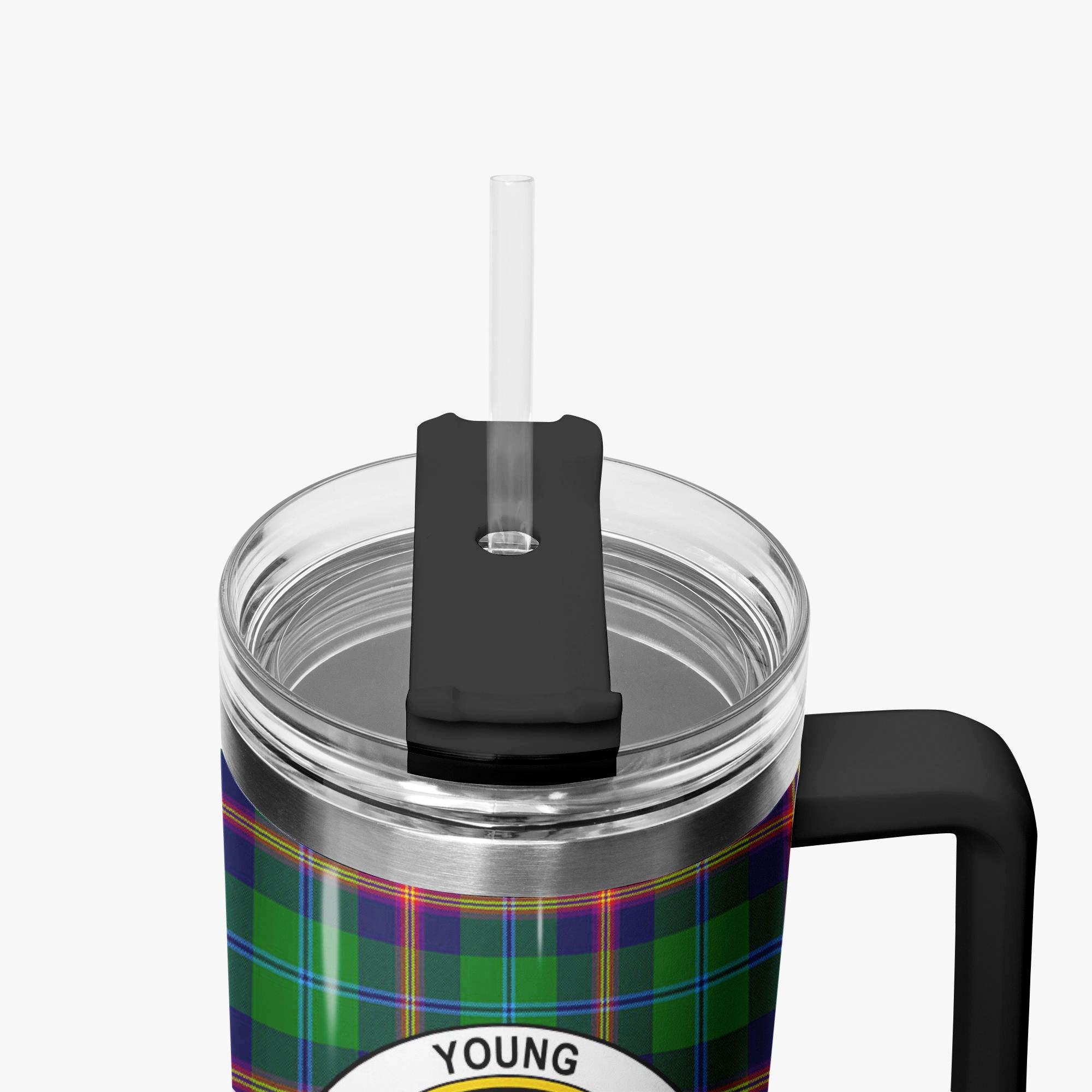 Young Modern Tartan Crest 40 oz Insulated Tumbler with Handle