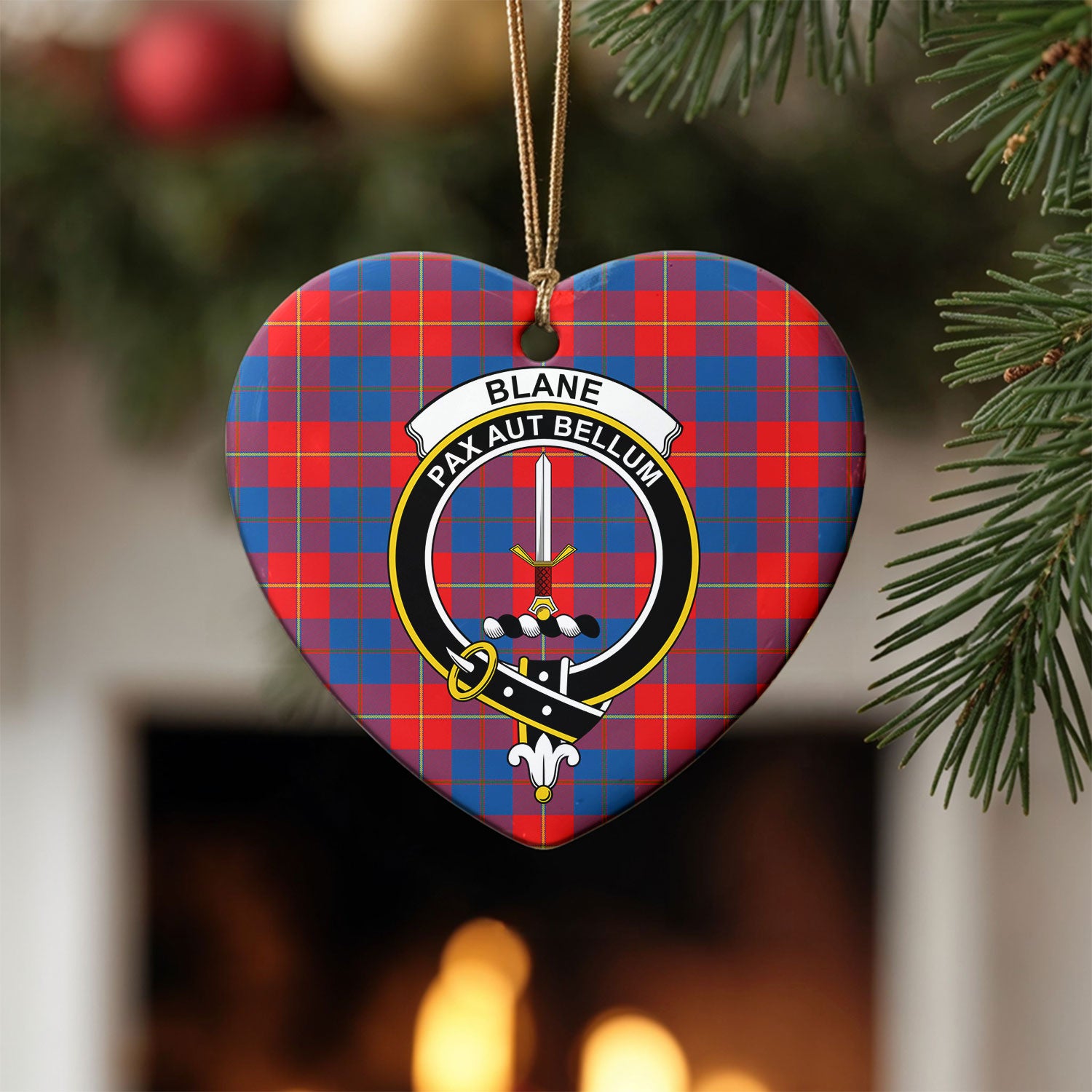 Blane Tartan Crest Christmas Ceramic Ornament