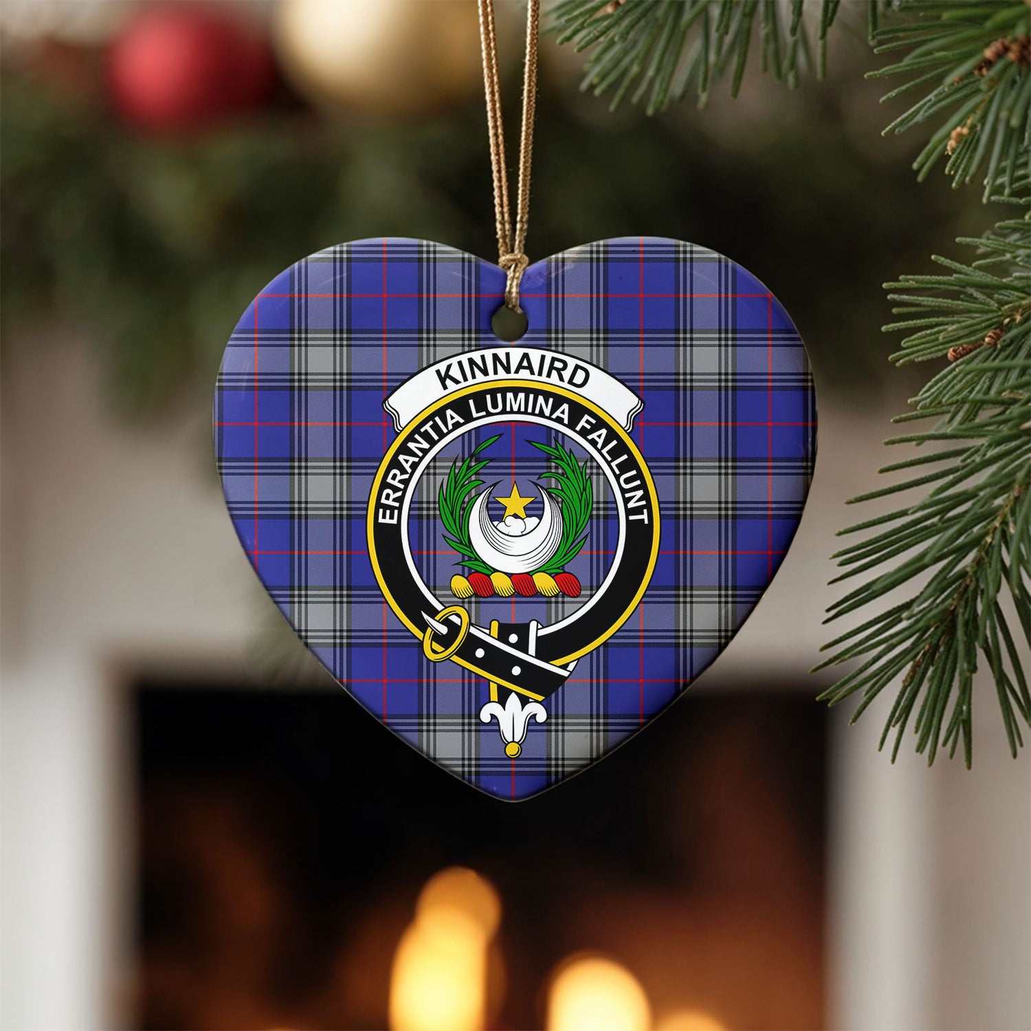 Kinnaird Tartan Crest Christmas Ceramic Ornament