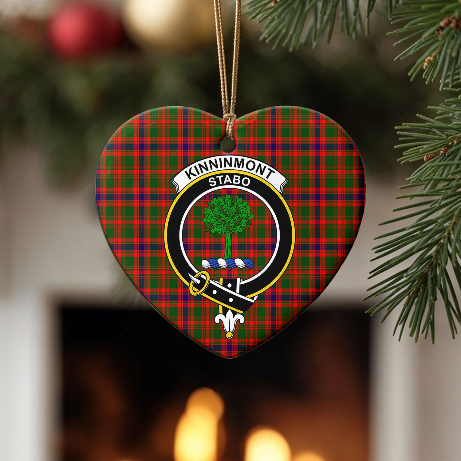 Kinninmont Tartan Crest Christmas Ceramic Ornament