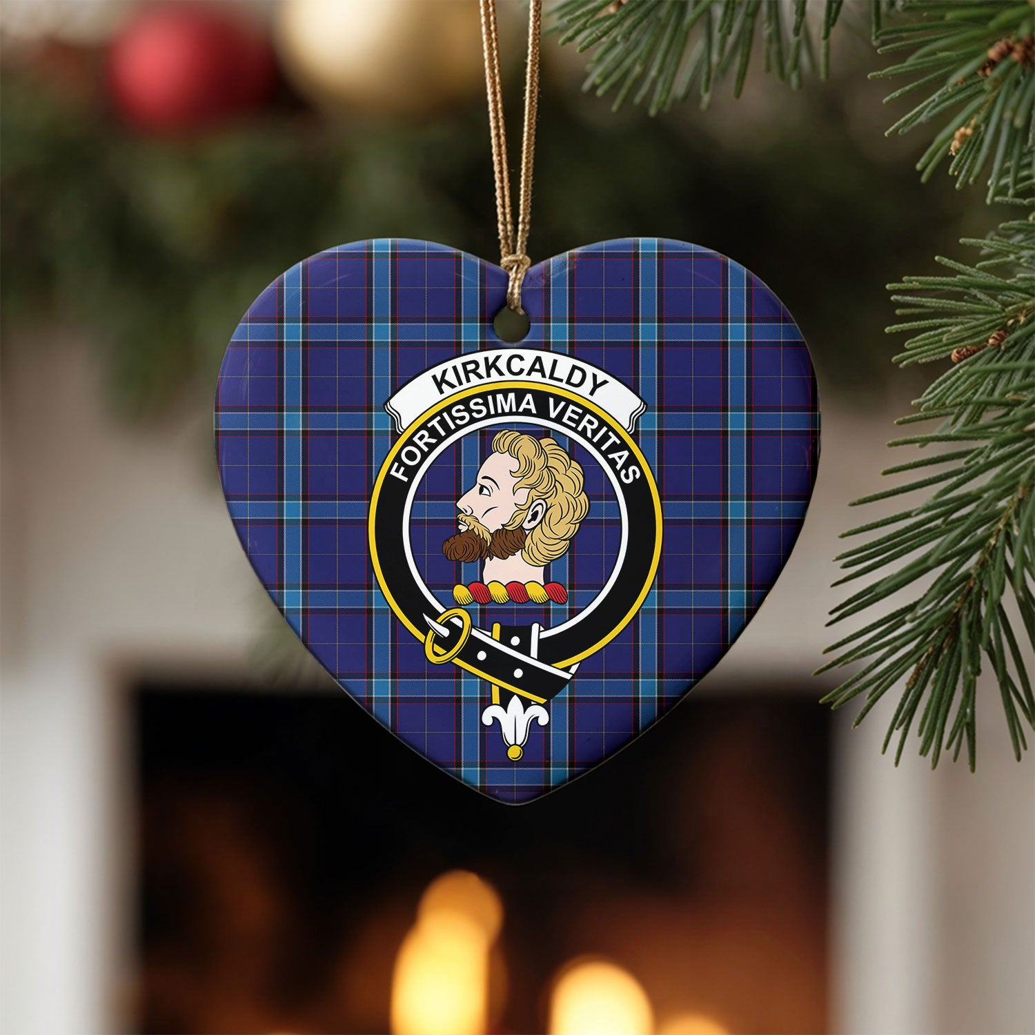 Kirkcaldy Tartan Crest Christmas Ceramic Ornament