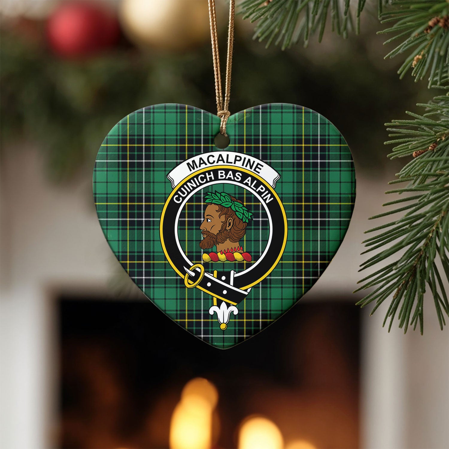 MacAlpine Ancient Tartan Crest Christmas Ceramic Ornament
