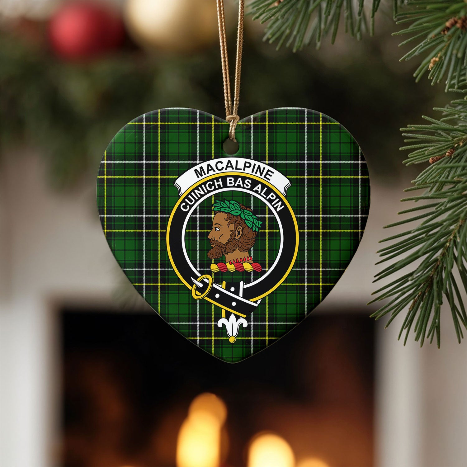 MacAlpine Modern Tartan Crest Christmas Ceramic Ornament